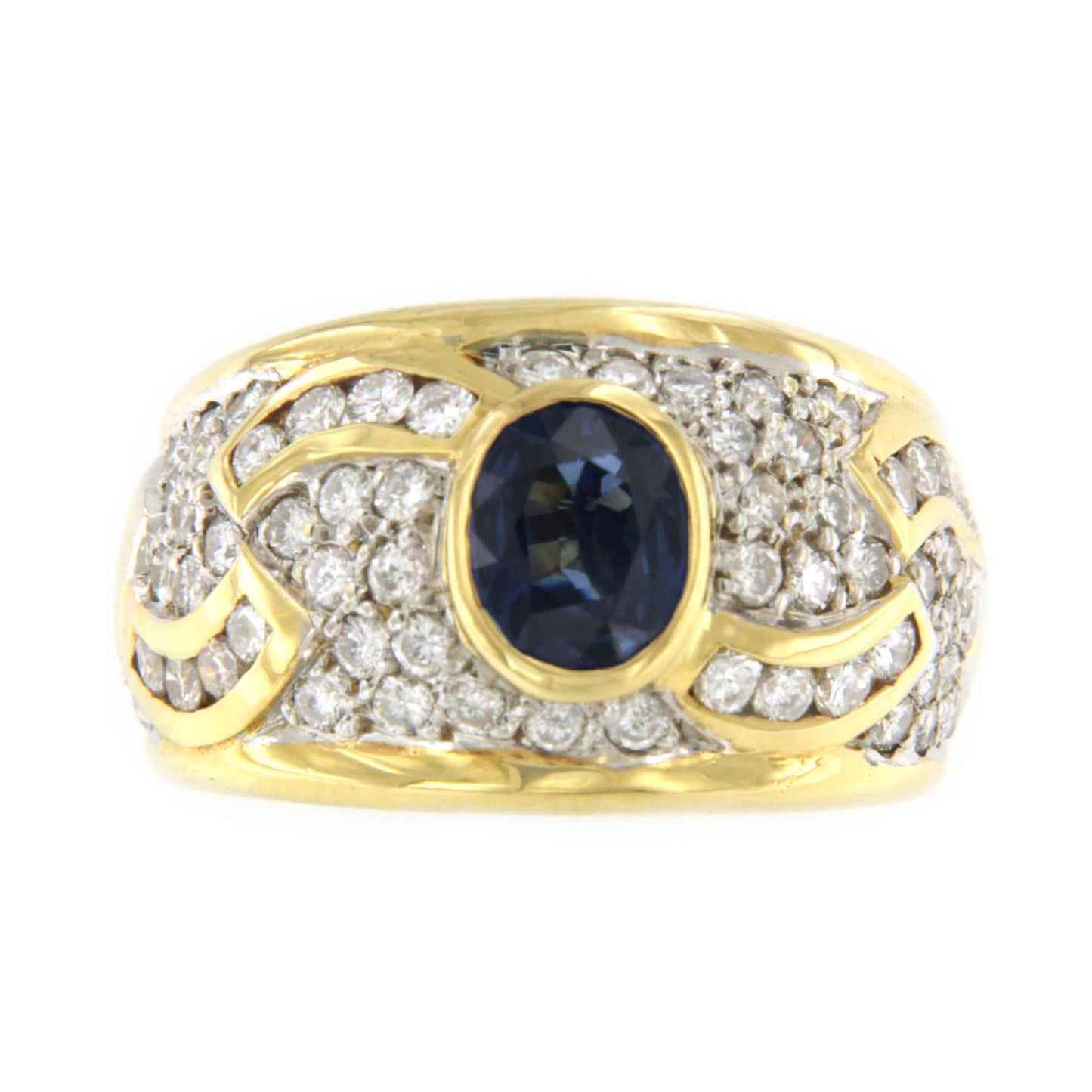 PRIOR 18k yellow gold engagement ring with a central sapphire