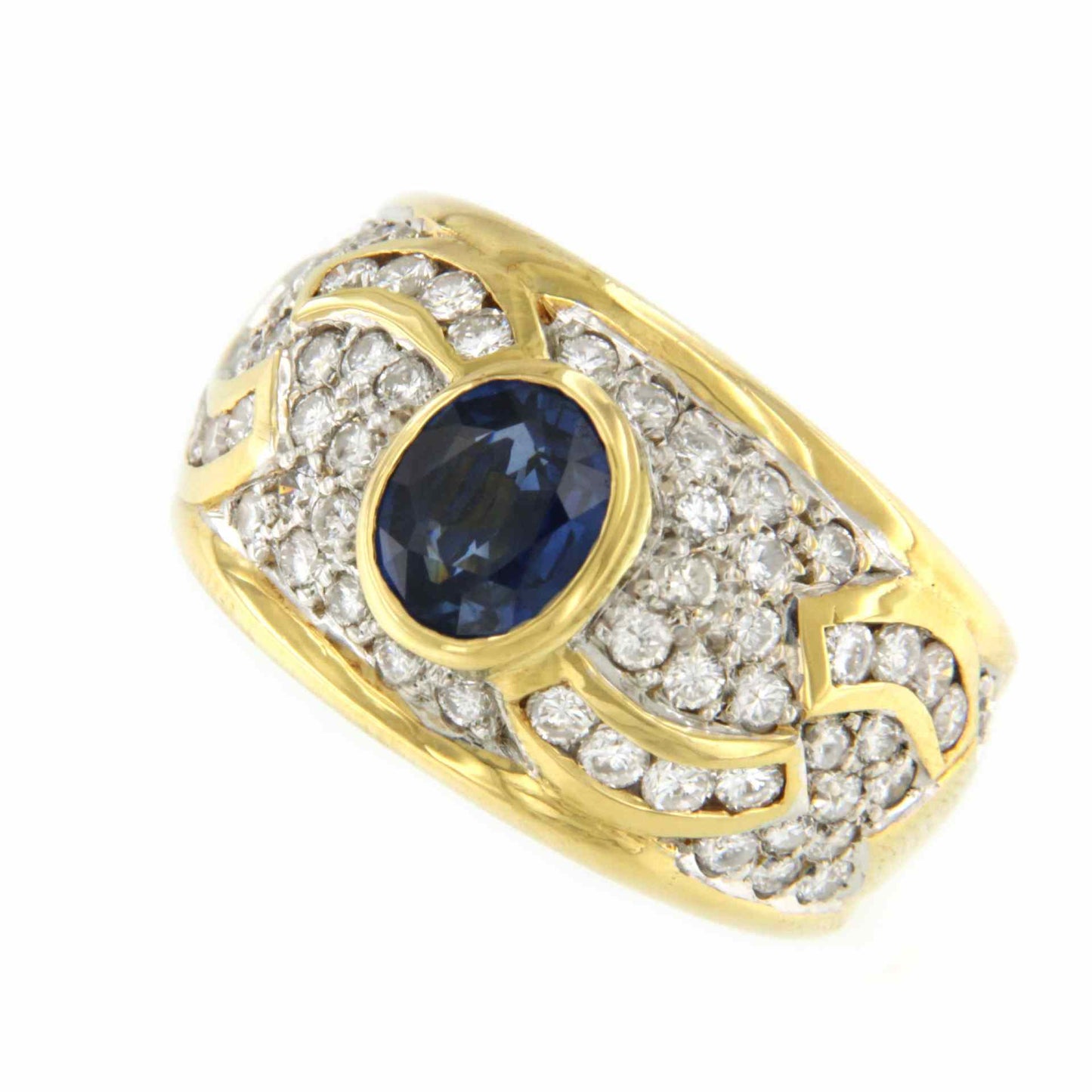 PRIOR 18k yellow gold engagement ring with a central sapphire