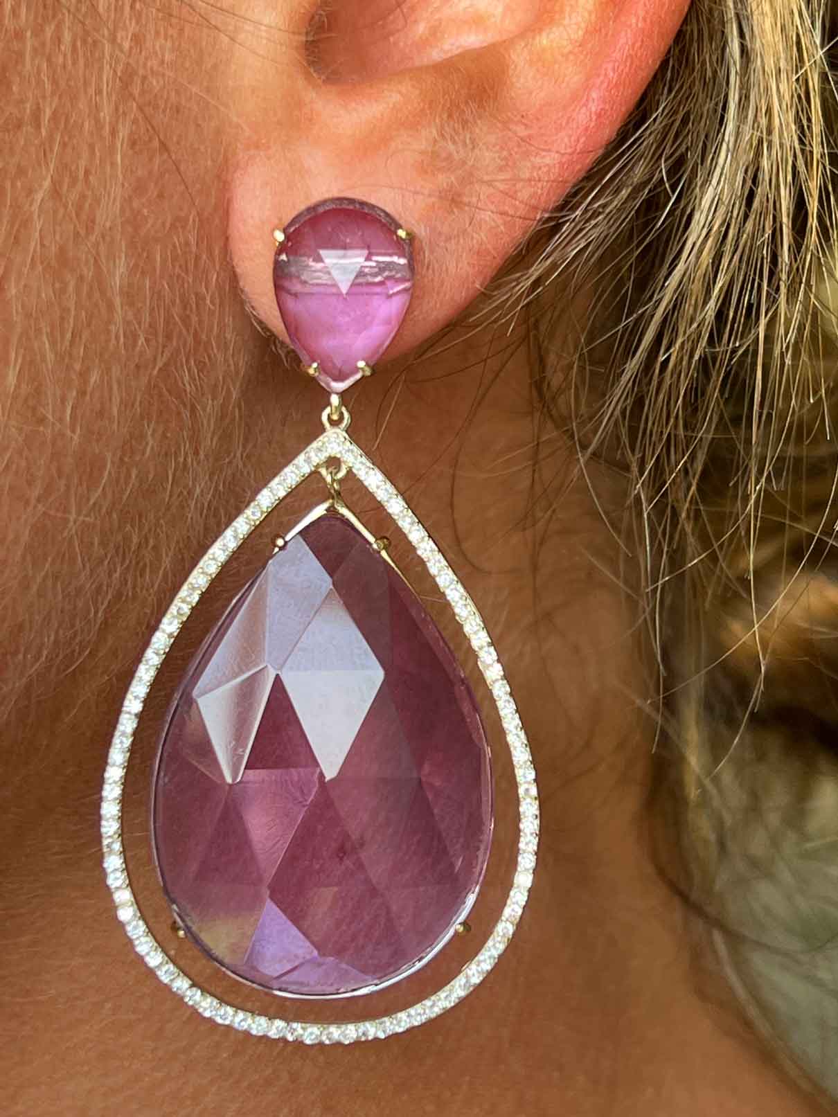 ASCLEPIUS, silver earrings with cubic zirconia and amazonite quartz