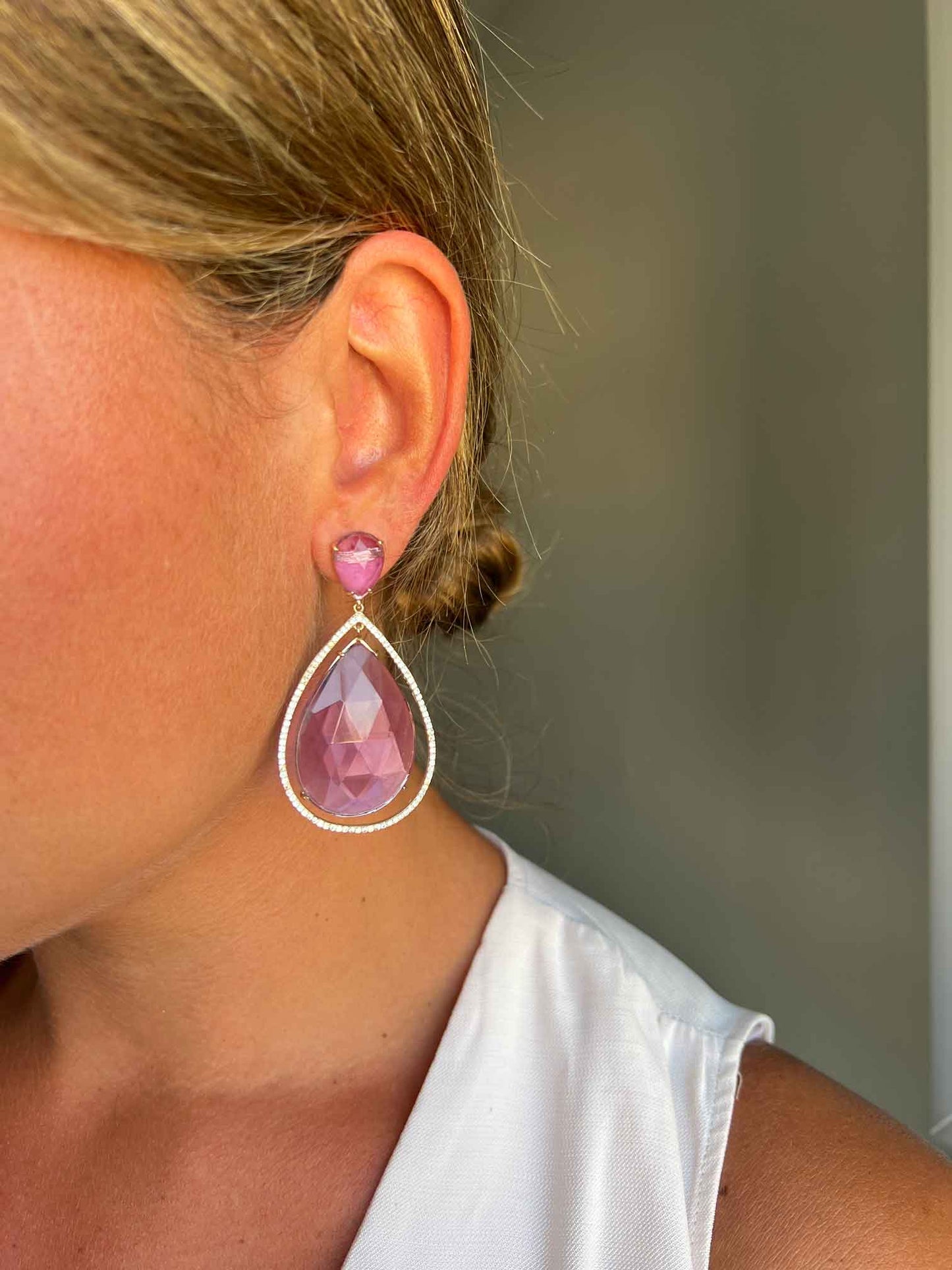 ASCLEPIUS, silver earrings with cubic zirconia and amazonite quartz