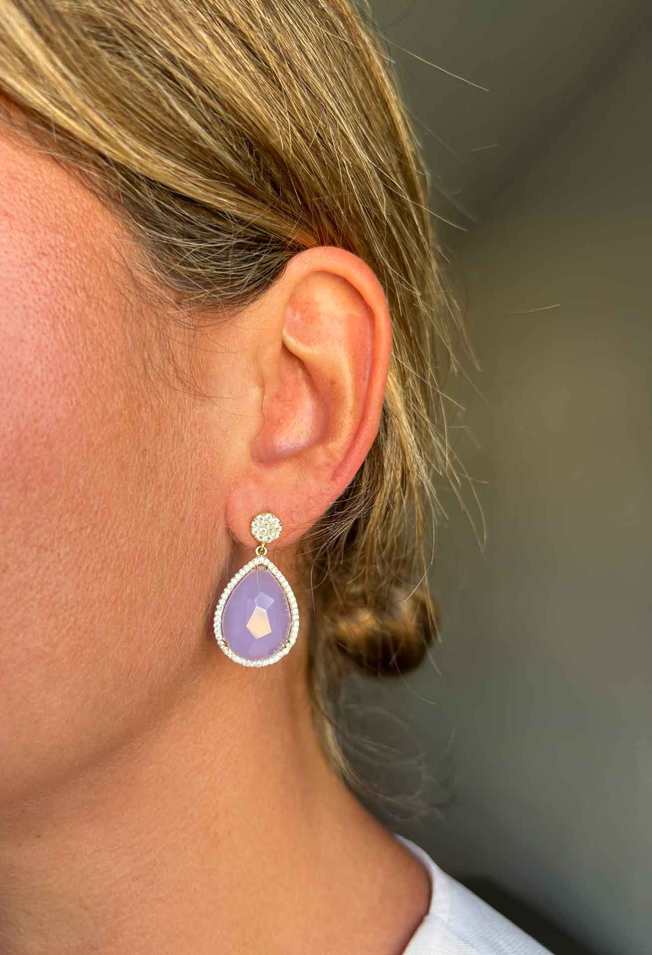 KALAMIS, pendientes de plata con circonitas y cuarzo violeta