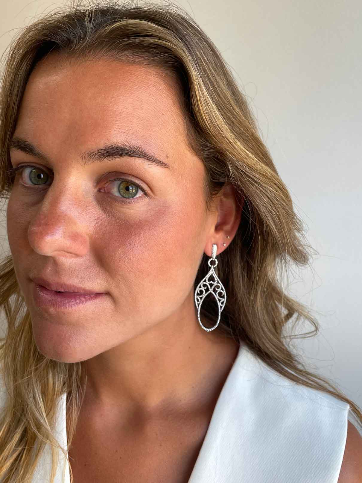 ANTON, pendientes largos de plata para fiestas