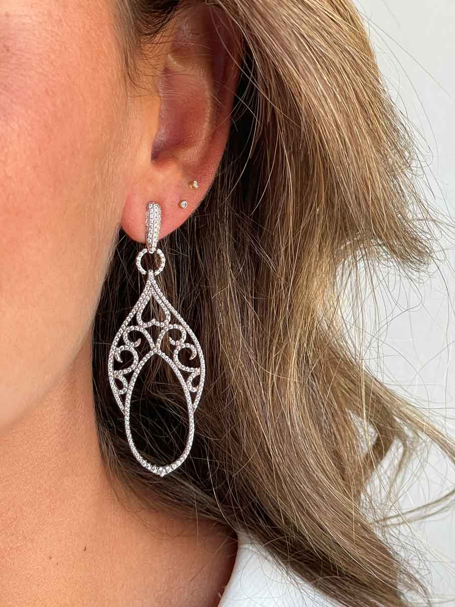 ANTON, pendientes largos de plata para fiestas