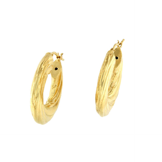 TANGER flat, fluted hoop earrings in sterling silver plated with gold