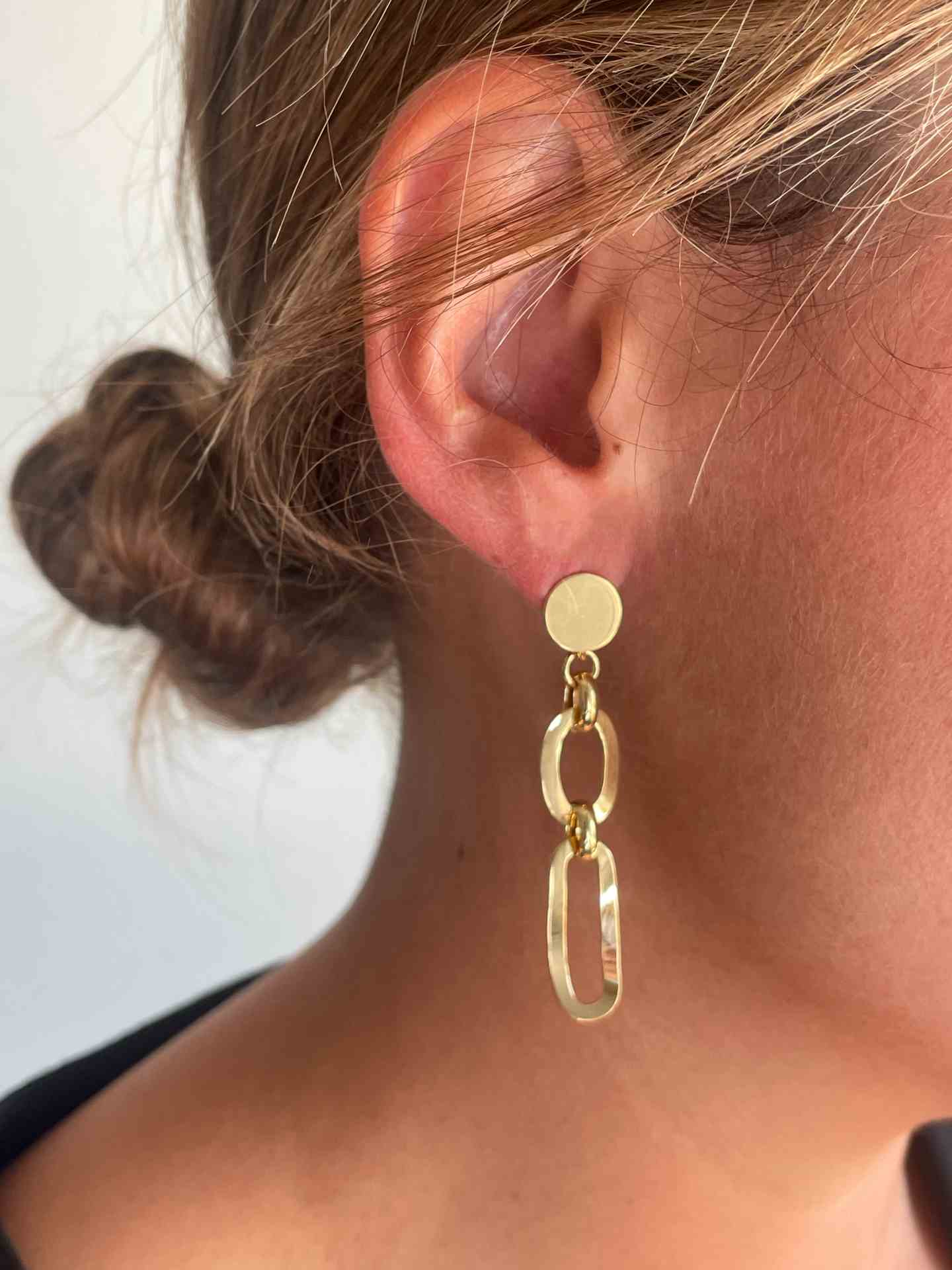 Pendientes SAFI largos eslabones plata de 1º ley bañado oro