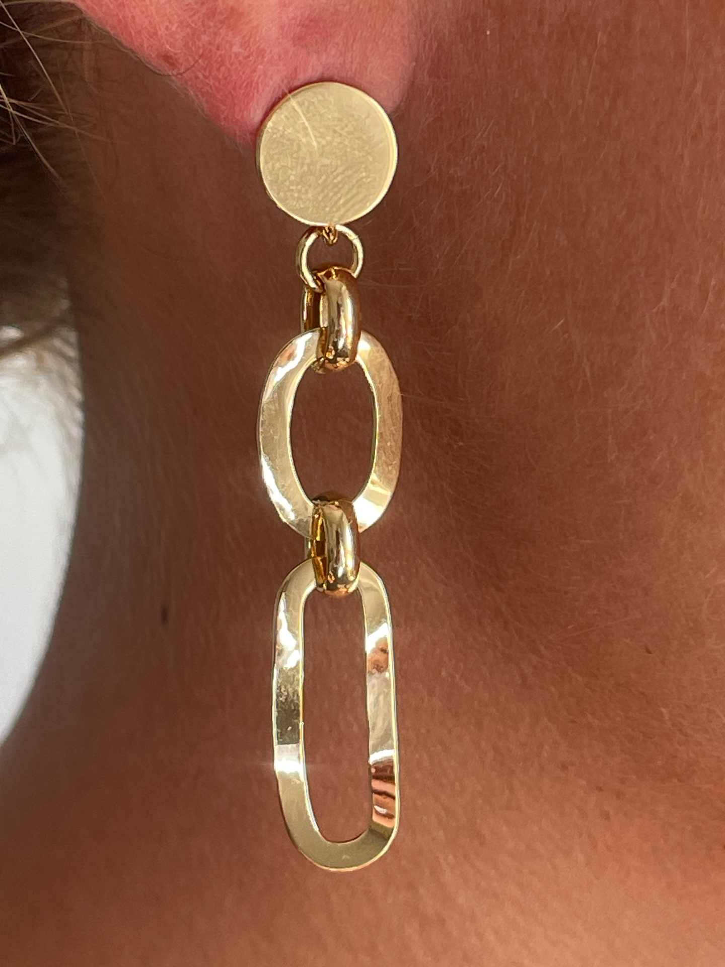 Pendientes SAFI largos eslabones plata de 1º ley bañado oro