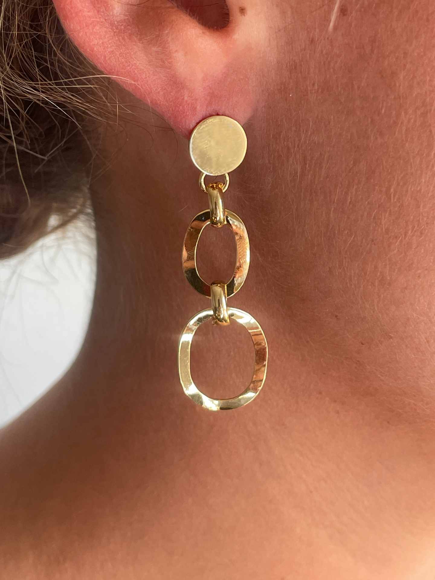 Pendientes JADIDA largos eslabones redondos plata de 1º ley bañado oro