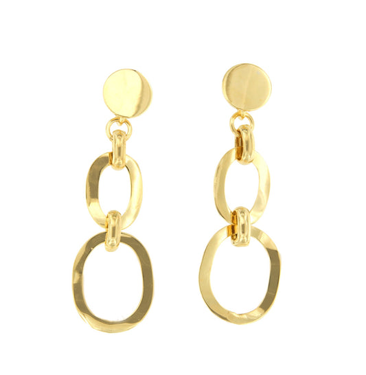 JADIDA long round link earrings in sterling silver with gold plating