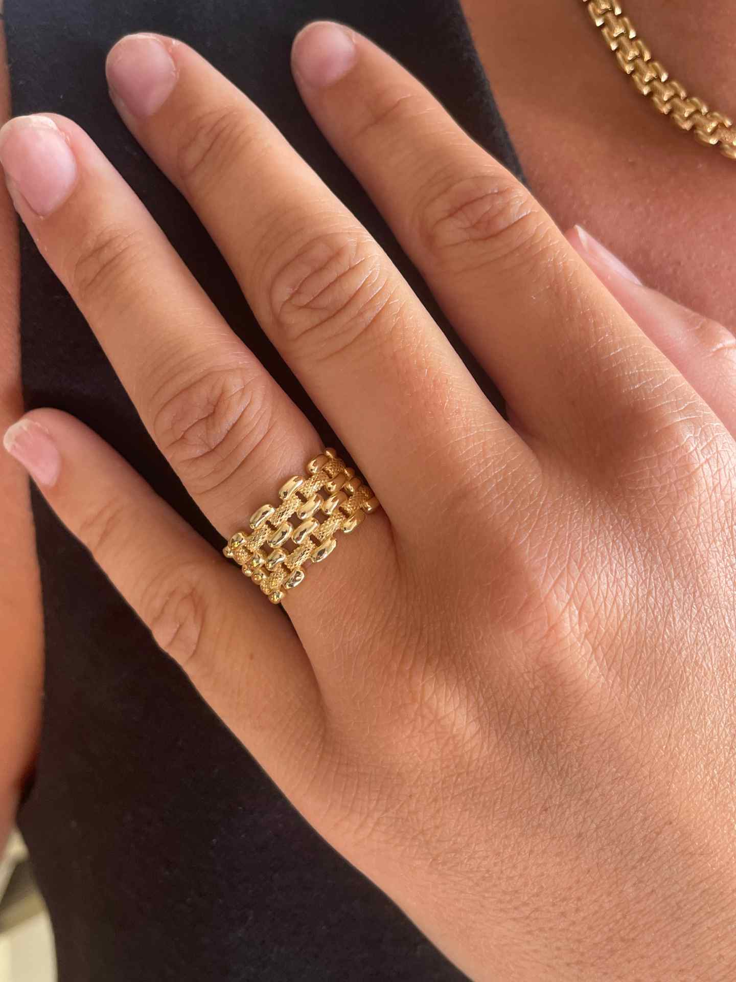 Anillo SMARA eslabón tipo panther plata 1ª ley bañada oro