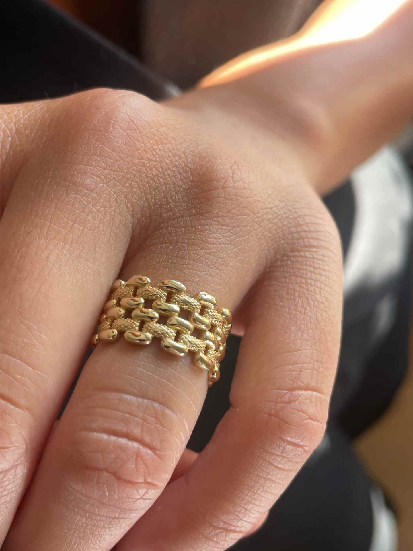 Anillo SMARA eslabón tipo panther plata 1ª ley bañada oro