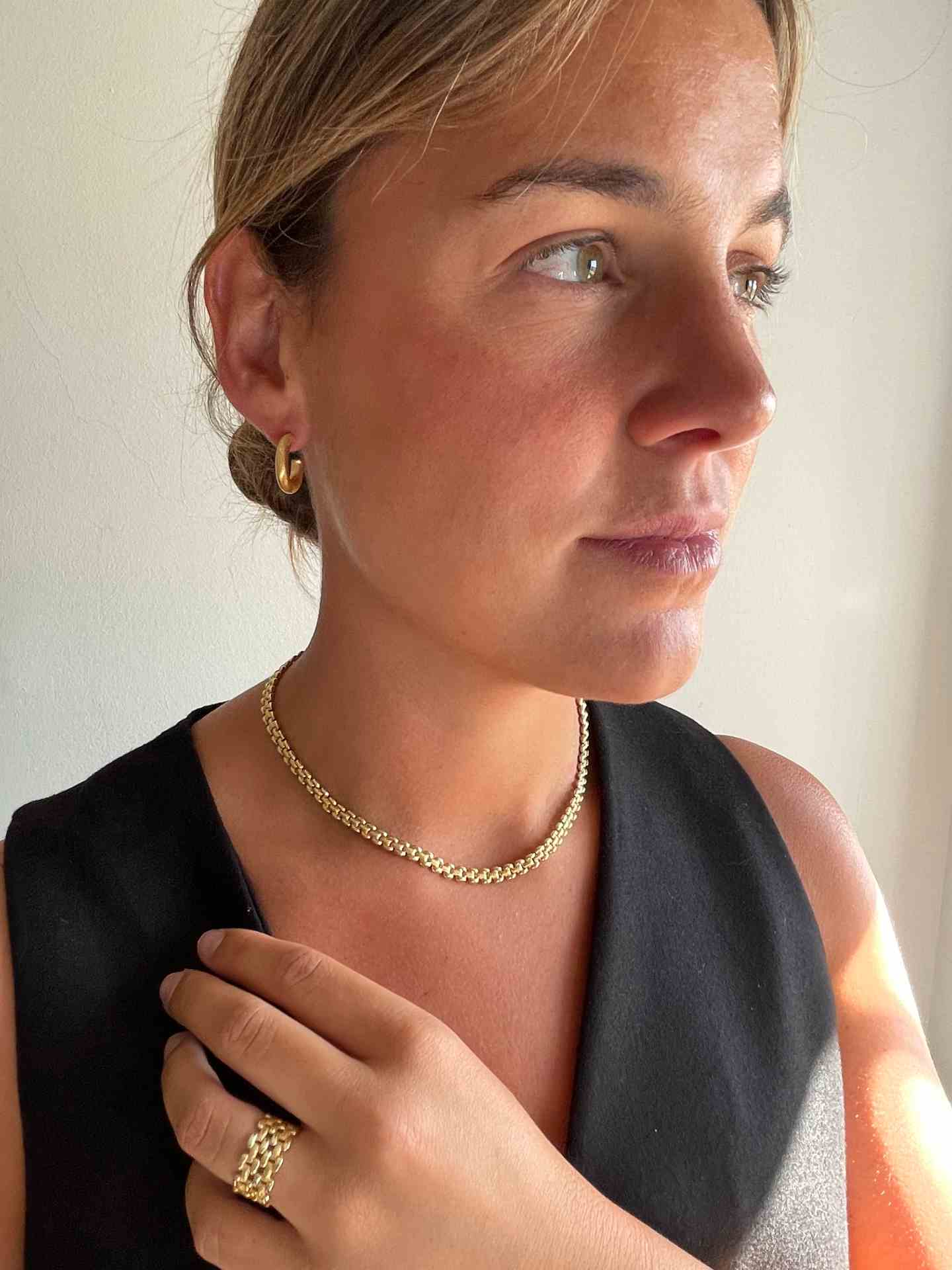 Anillo SMARA eslabón tipo panther plata 1ª ley bañada oro