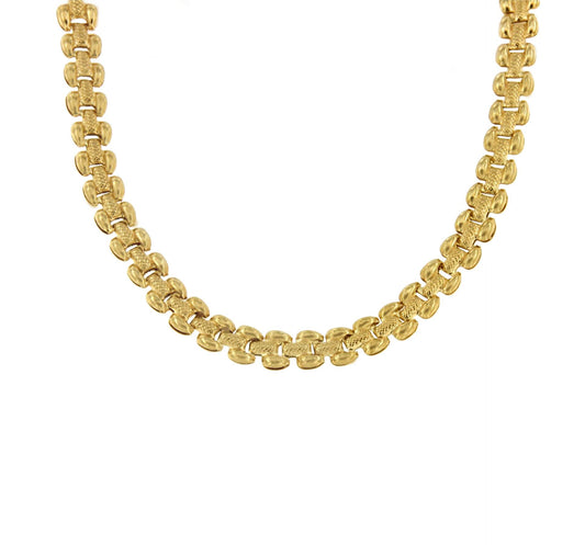 ZAGORA choker in sterling silver plated with gold, smooth and matte links