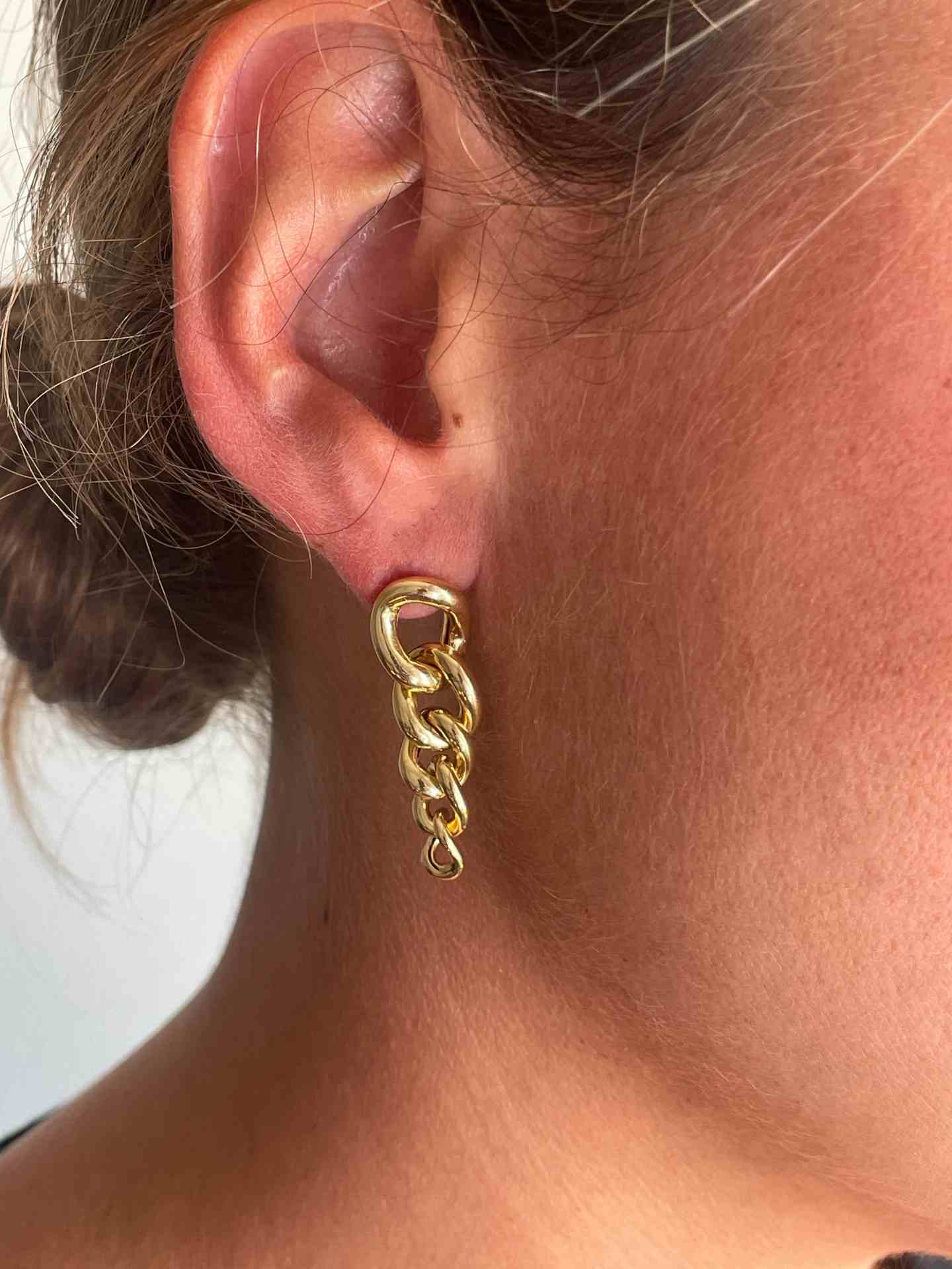 Pendientes LARACHE cortos eslabones plata de 1º ley bañado oro