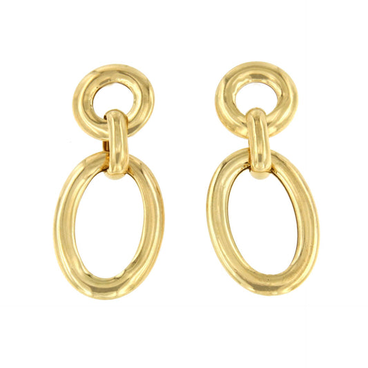 AGADIR pendientes largos eslabón redondo plata de 1º  ley bañado oro