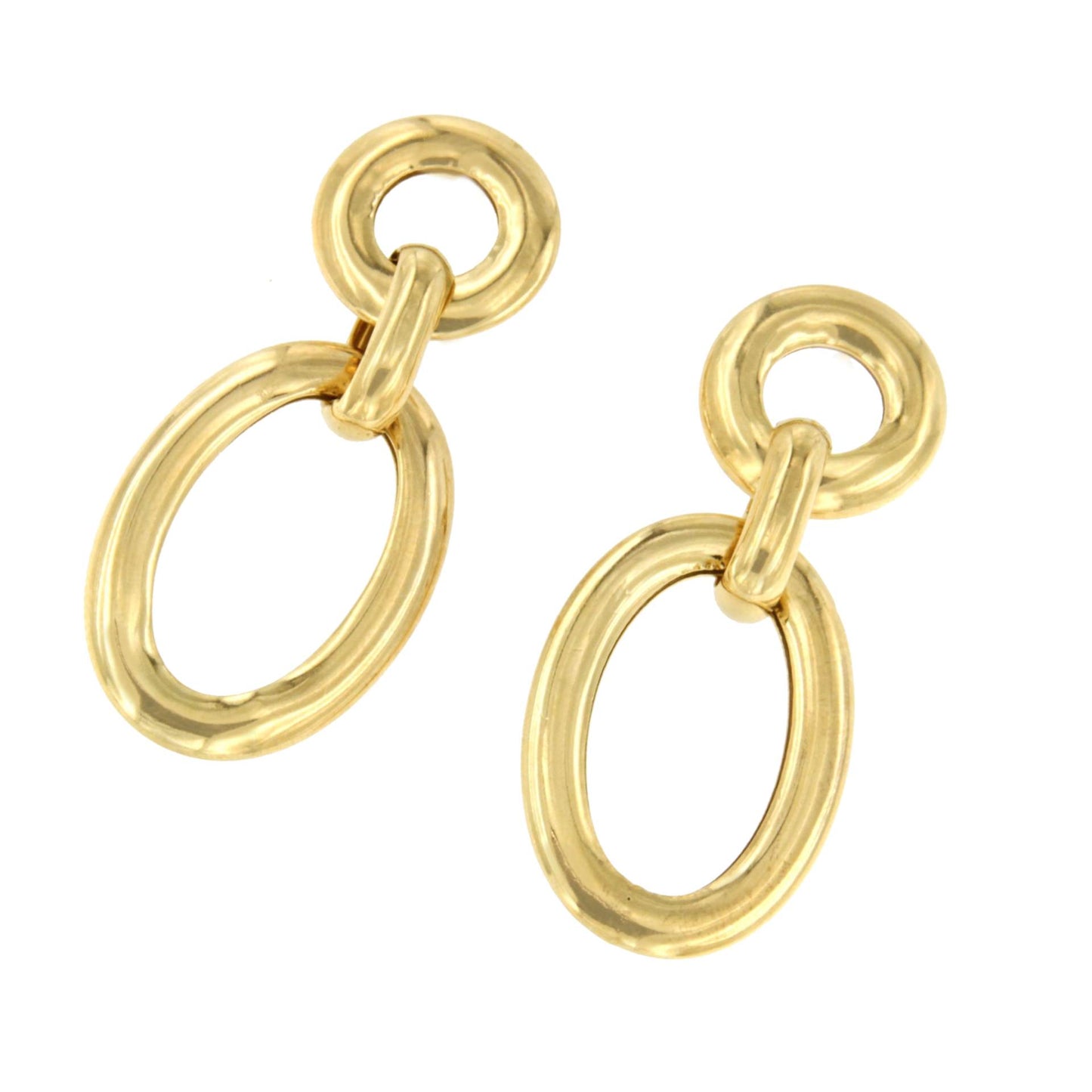 AGADIR long earrings with round link, sterling silver, gold plated