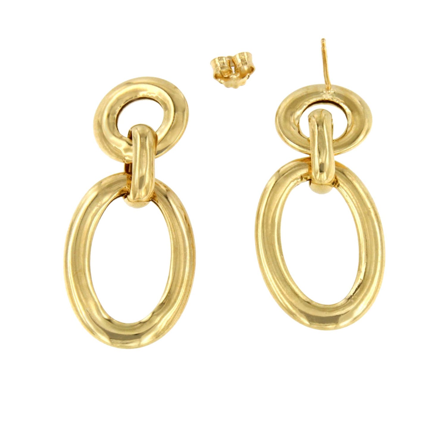 AGADIR long earrings with round link, sterling silver, gold plated