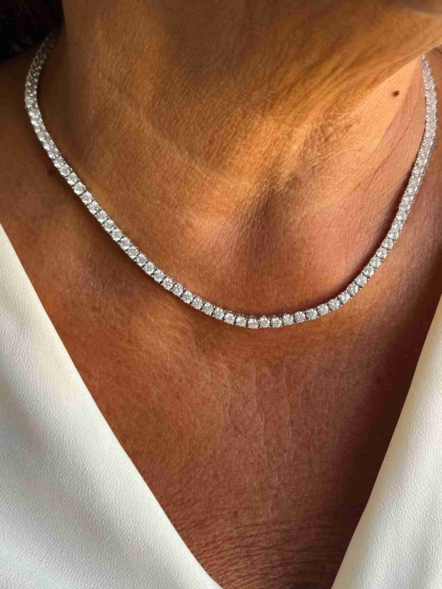 Gargantilla rivier CATHERINE en plata de 1º ley con circonitas