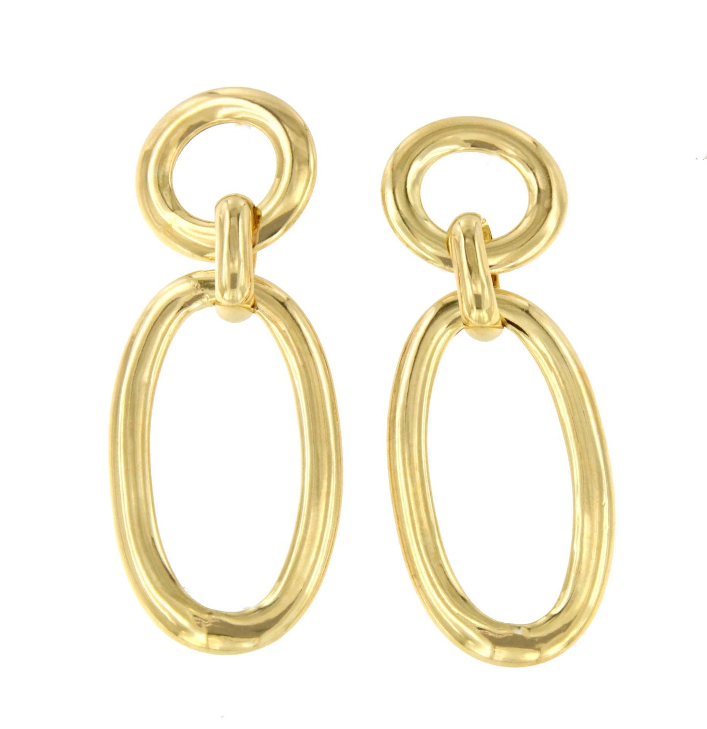 AGADIR long earrings with round link, sterling silver, gold plated