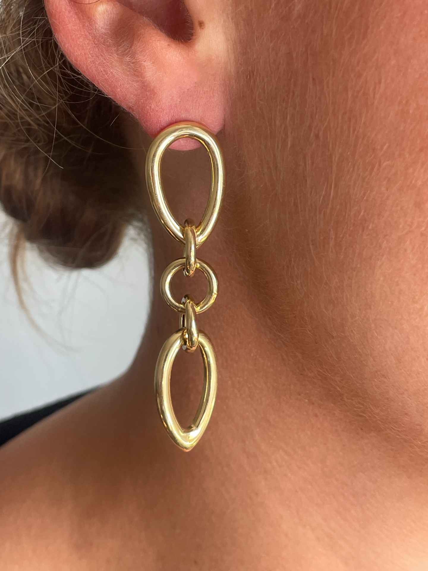 Pendientes KENITRA largos con eslabones de plata bañado oro