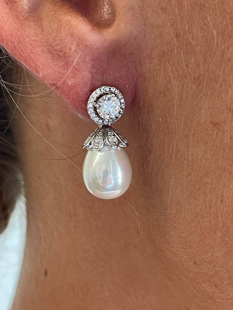 ZANZIBAR silver pendant with pearl and cubic zirconia cap