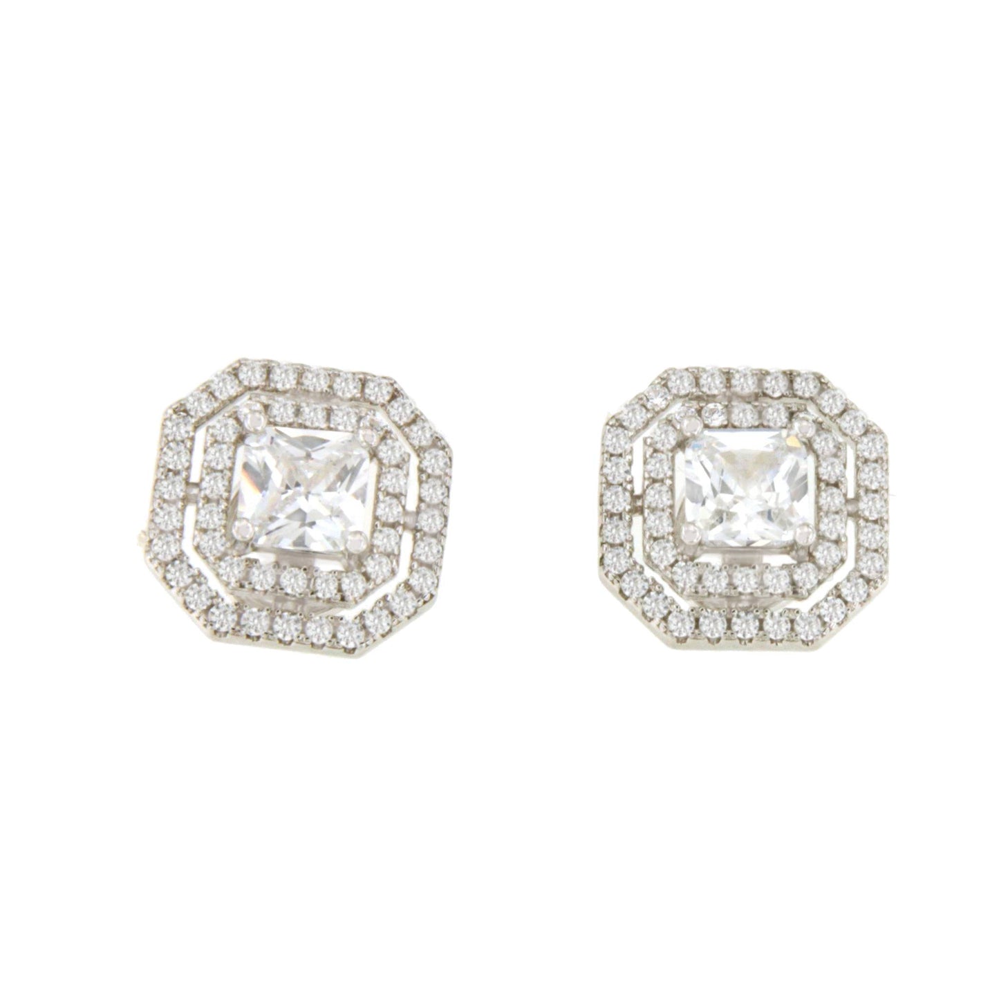 Detachable RUSSIA earrings in silver with cubic zirconia.