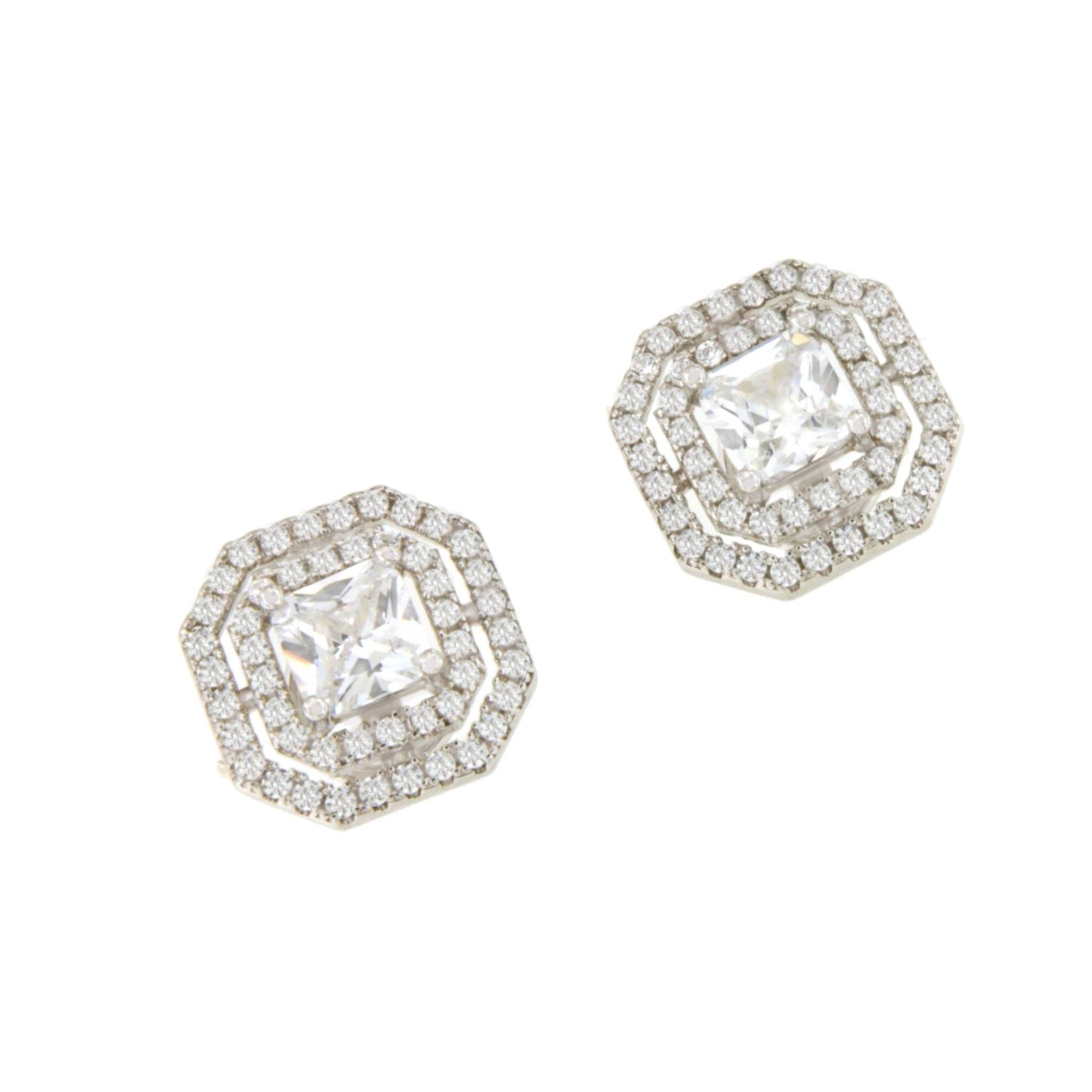 Detachable RUSSIA earrings in silver with cubic zirconia.