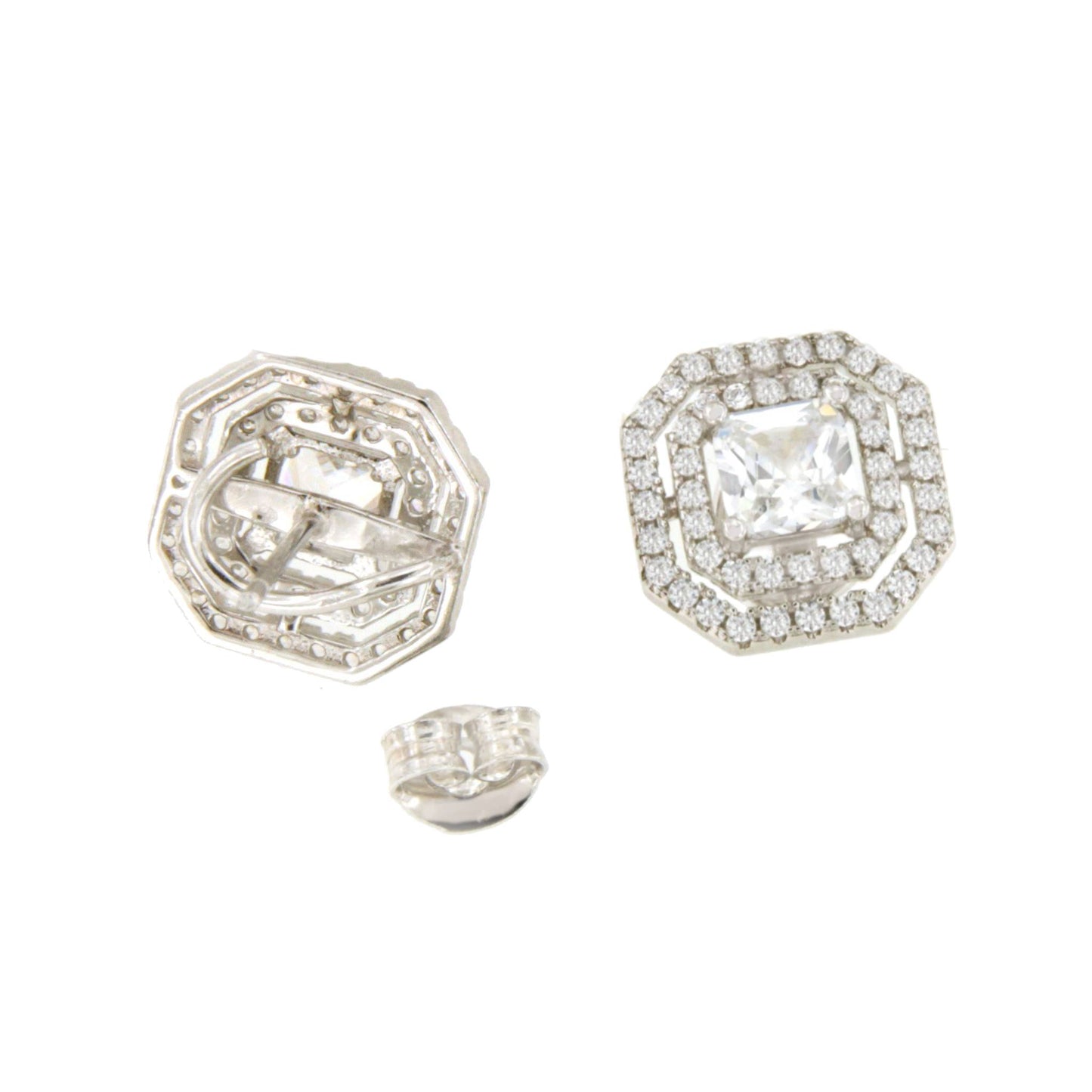 Detachable RUSSIA earrings in silver with cubic zirconia.