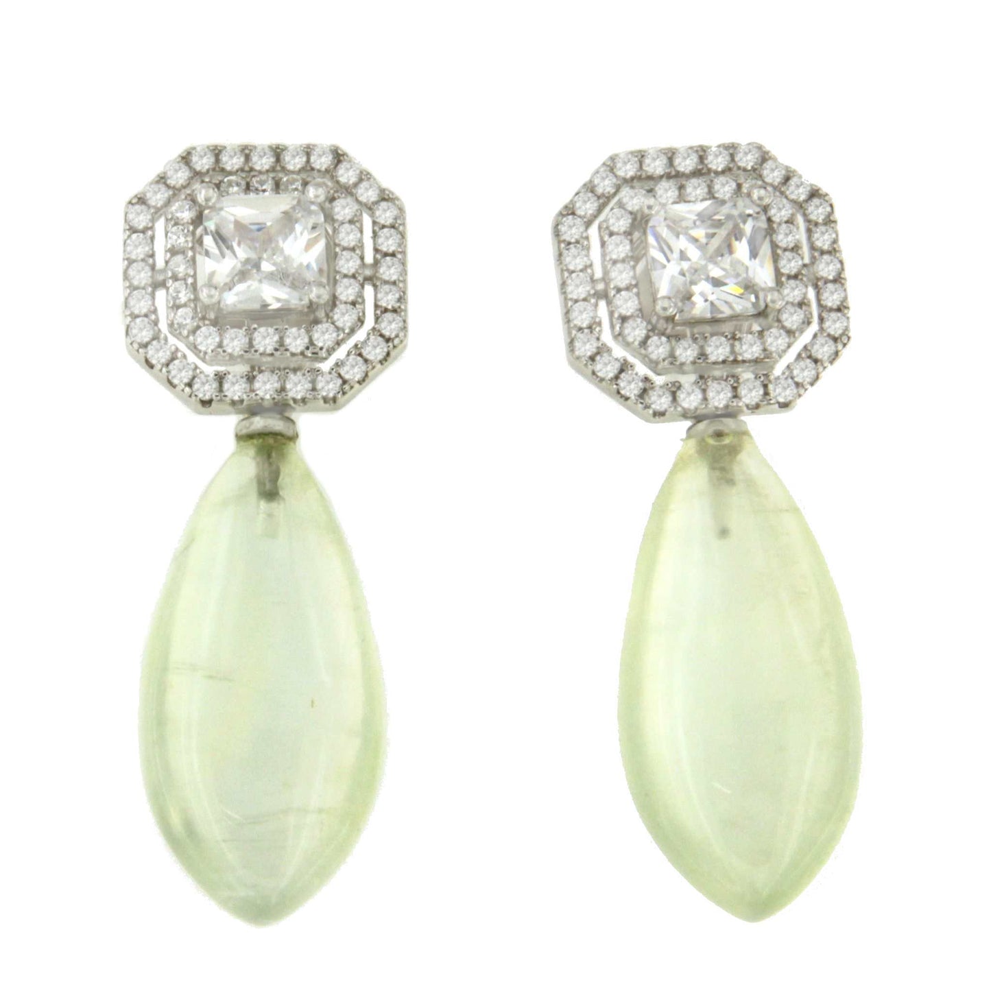 Detachable RUSSIA earrings in silver with cubic zirconia.