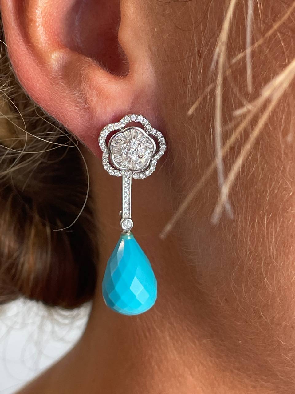 Pendientes BRASIL desmontables en plata con circonitas.