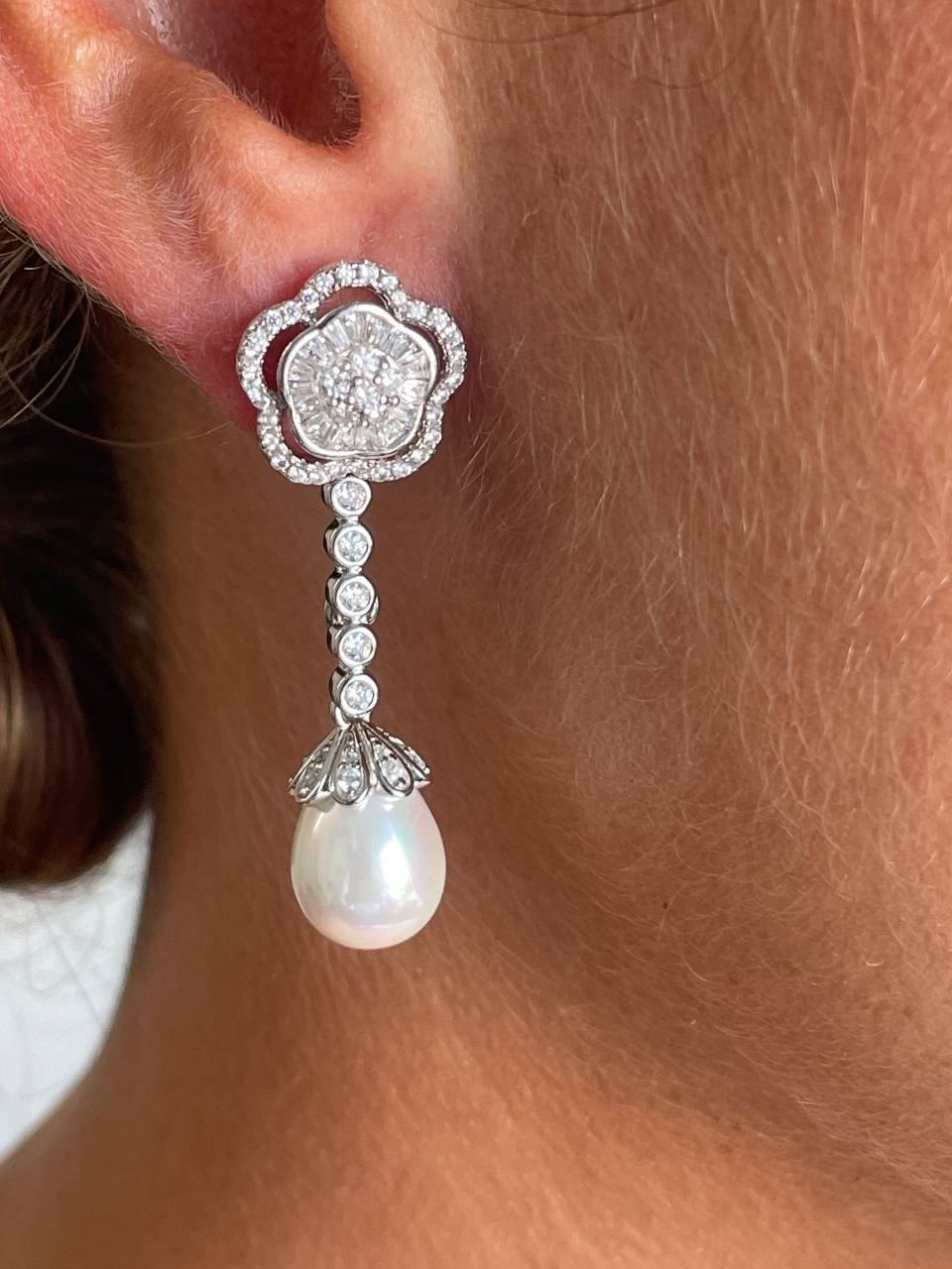 Pendientes BRASIL desmontables en plata con circonitas.