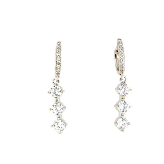Long CAPADOCIA earrings in silver with cubic zirconia.