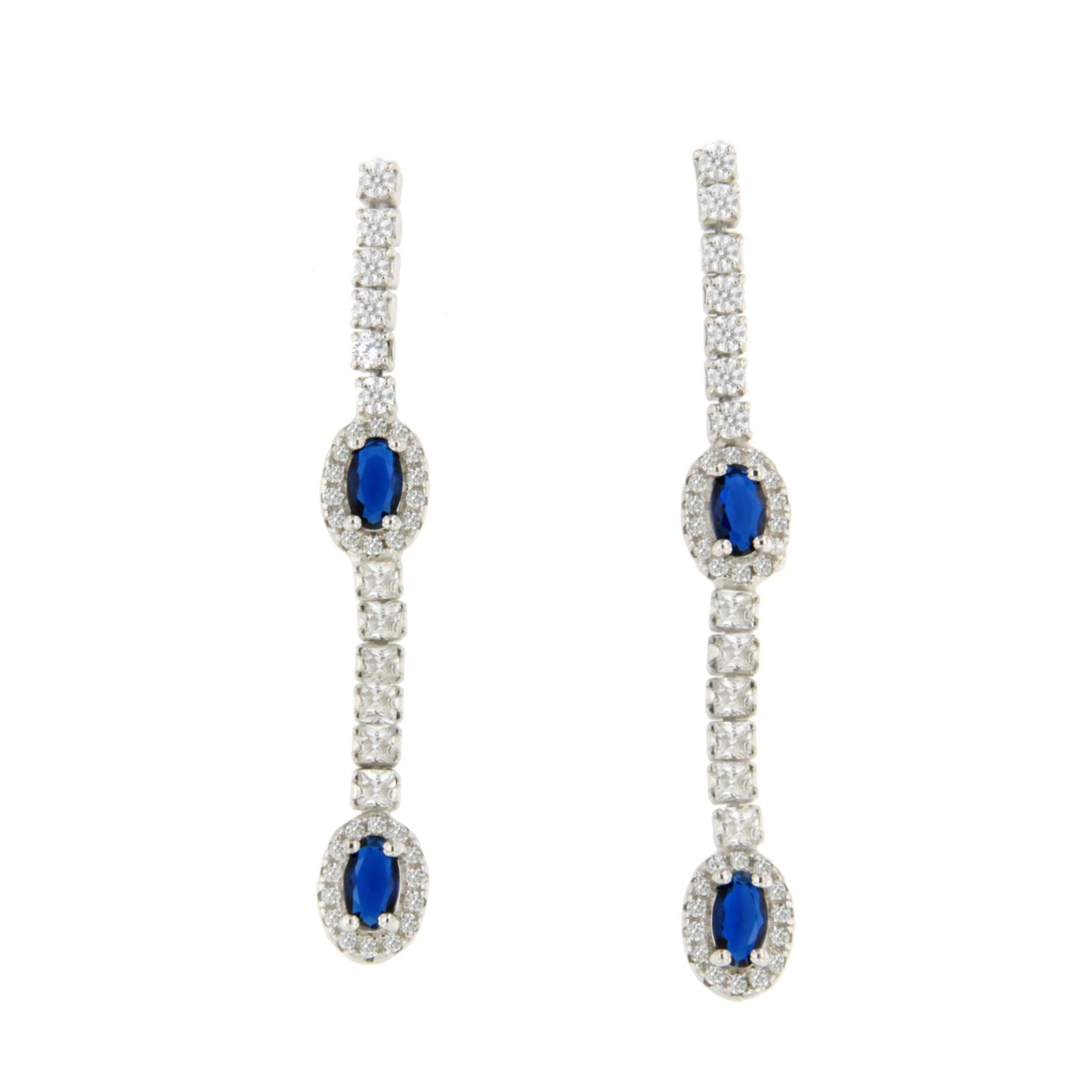 AMELIA earrings in sterling silver with corundum or blue spinel cubic zirconia