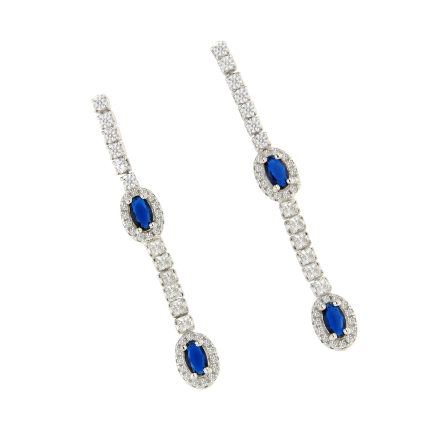 AMELIA earrings in sterling silver with corundum or blue spinel cubic zirconia