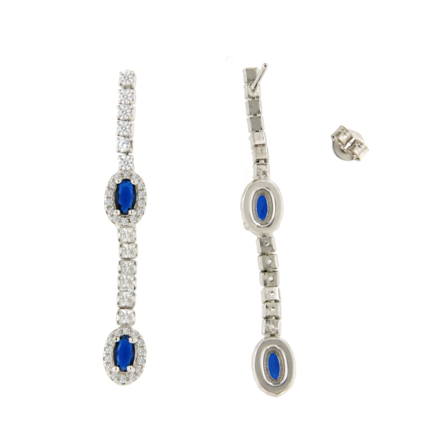 AMELIA earrings in sterling silver with corundum or blue spinel cubic zirconia