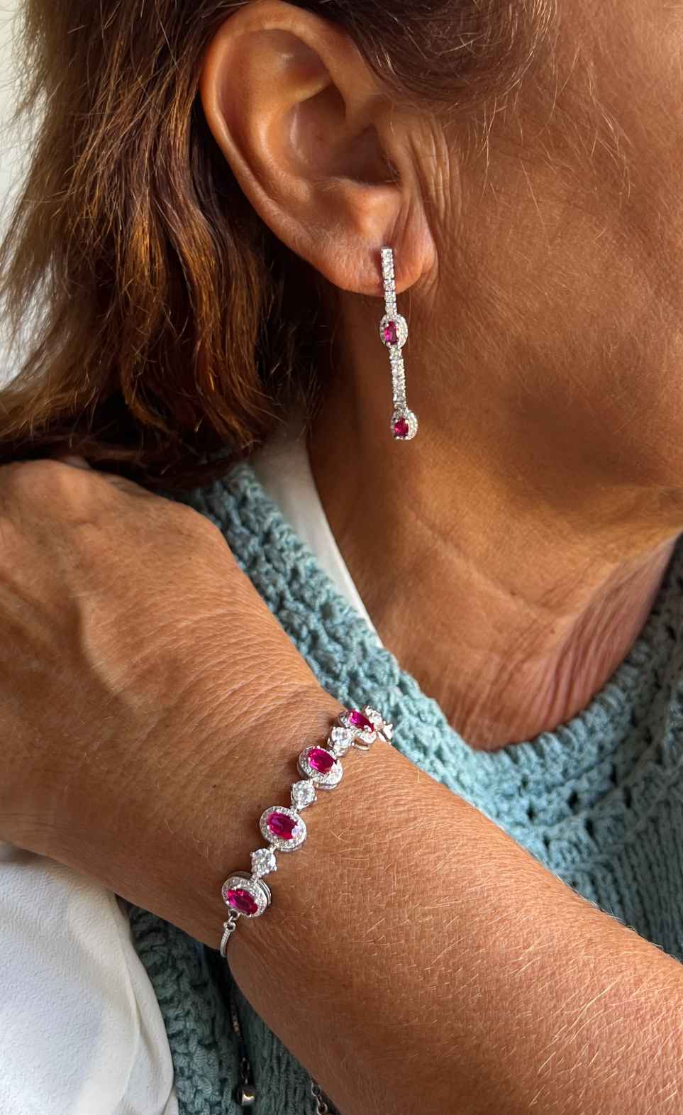 AMELIA earrings in sterling silver with corundum or blue spinel cubic zirconia