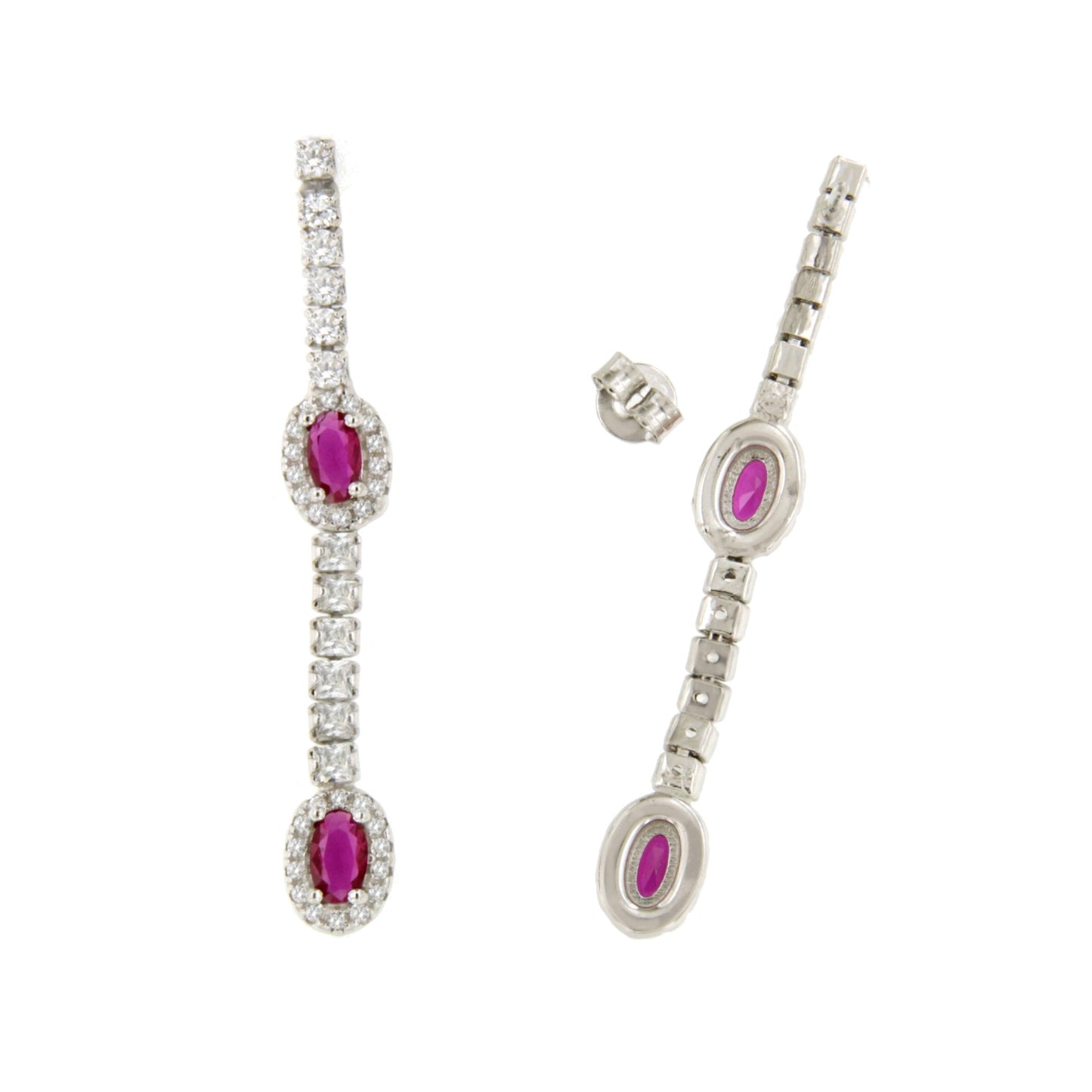 AMELIA earrings in sterling silver with corundum or blue spinel cubic zirconia