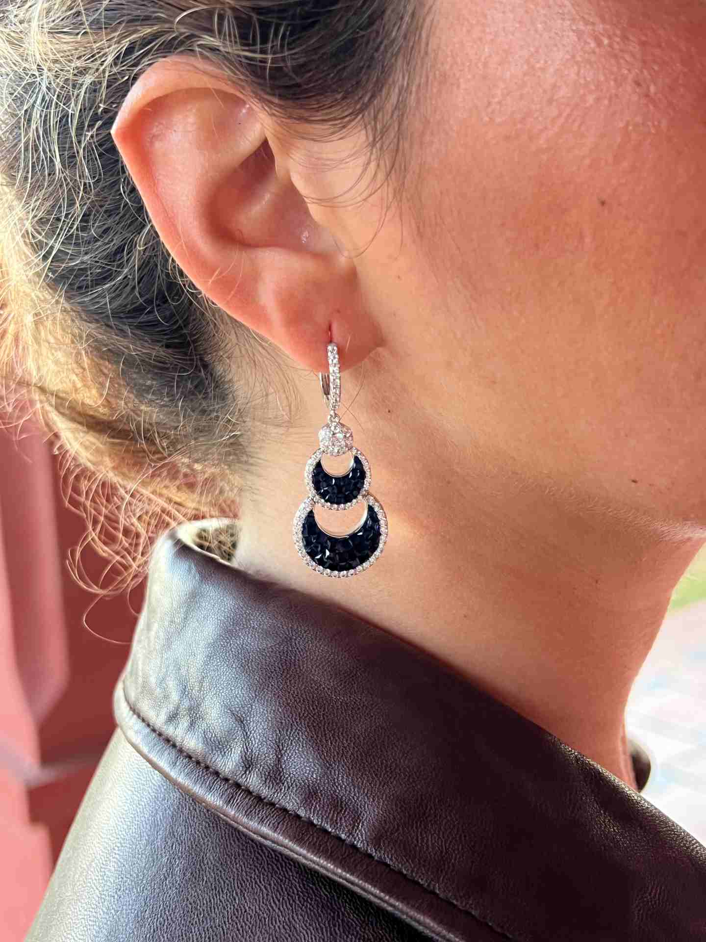 CLEOPATRA earrings, in sterling silver with invisible setting cubic zirconia