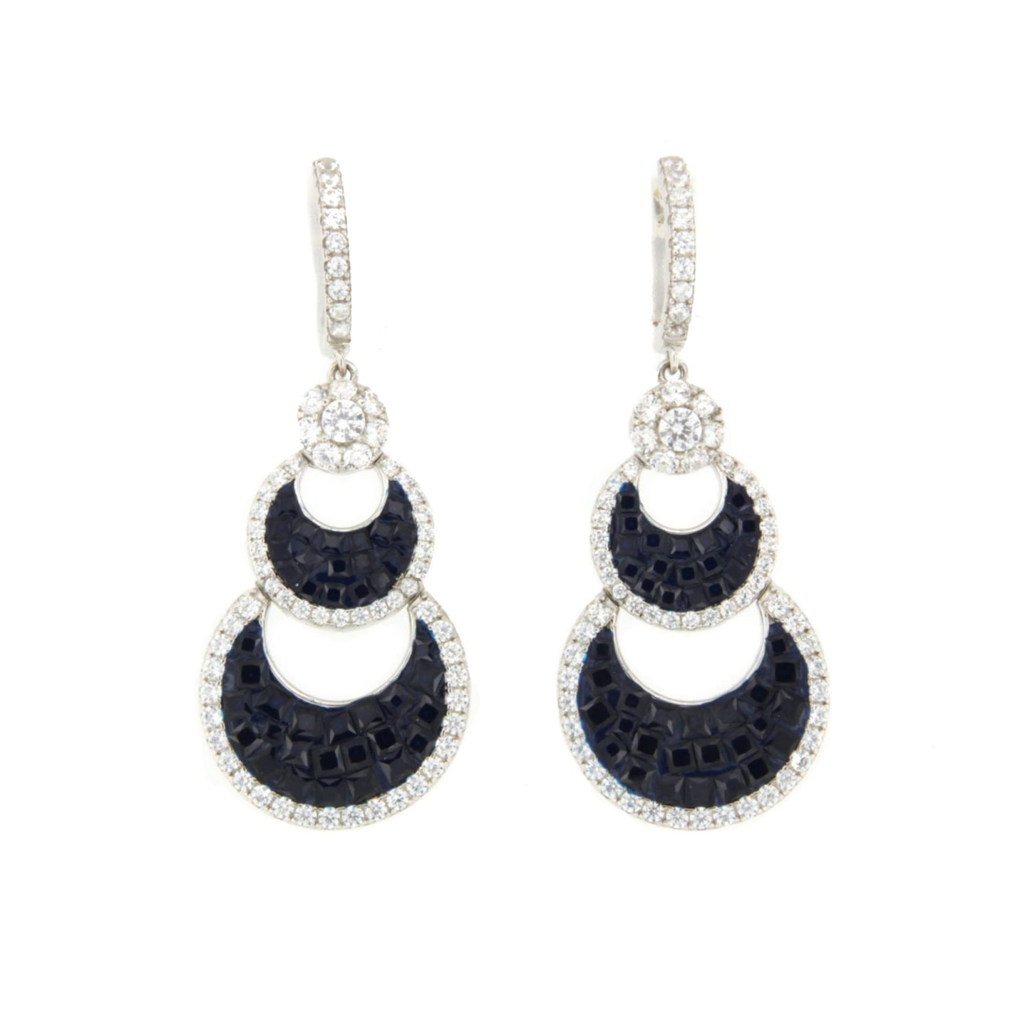 CLEOPATRA earrings, in sterling silver with invisible setting cubic zirconia
