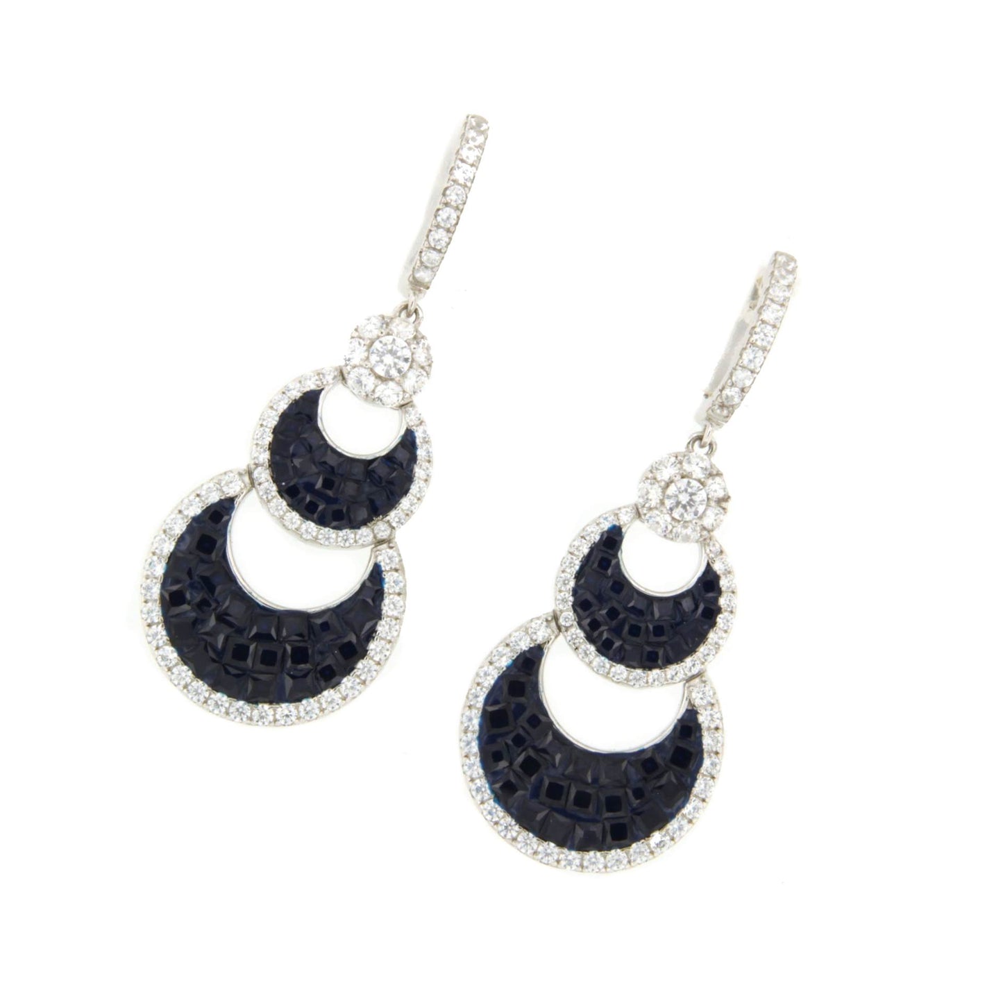 CLEOPATRA earrings, in sterling silver with invisible setting cubic zirconia