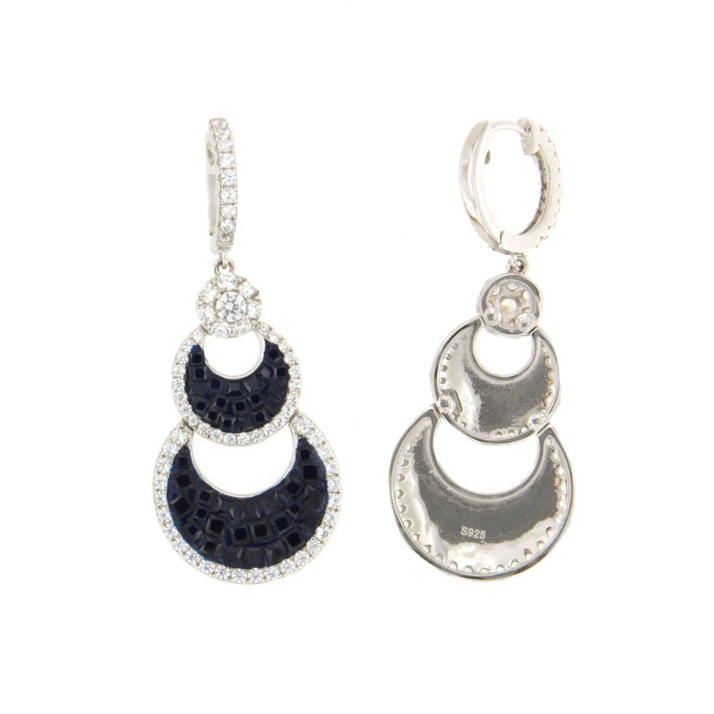 CLEOPATRA earrings, in sterling silver with invisible setting cubic zirconia