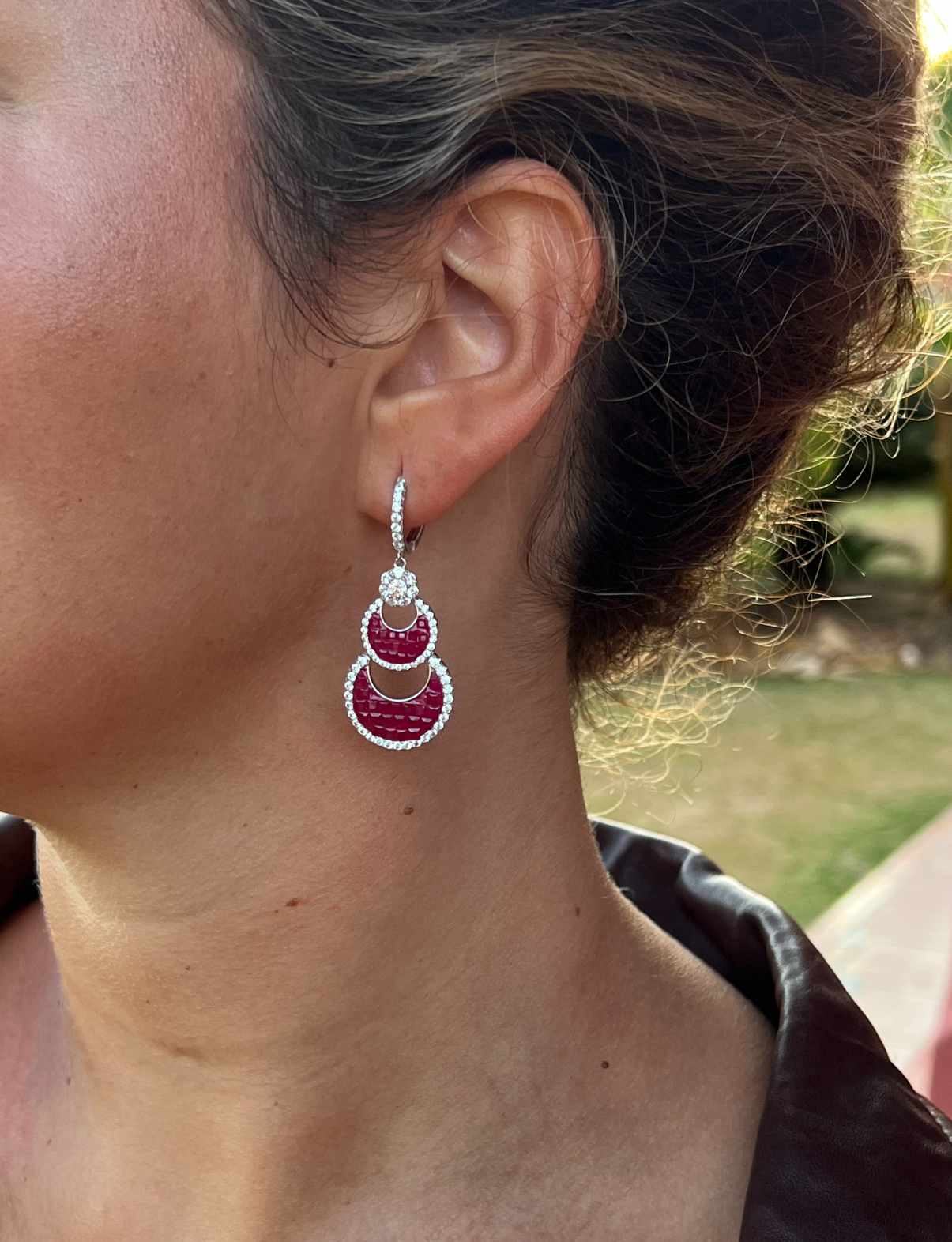 CLEOPATRA earrings, in sterling silver with invisible setting cubic zirconia