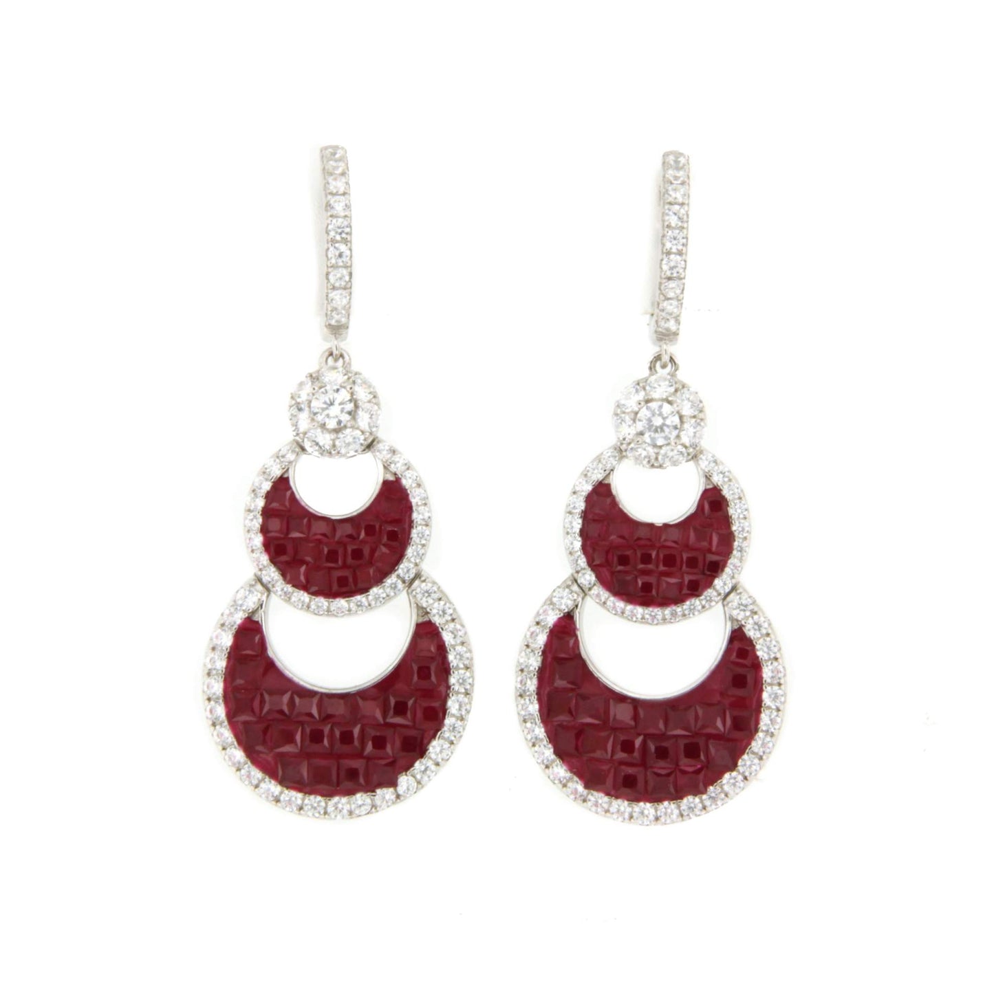 CLEOPATRA earrings, in sterling silver with invisible setting cubic zirconia