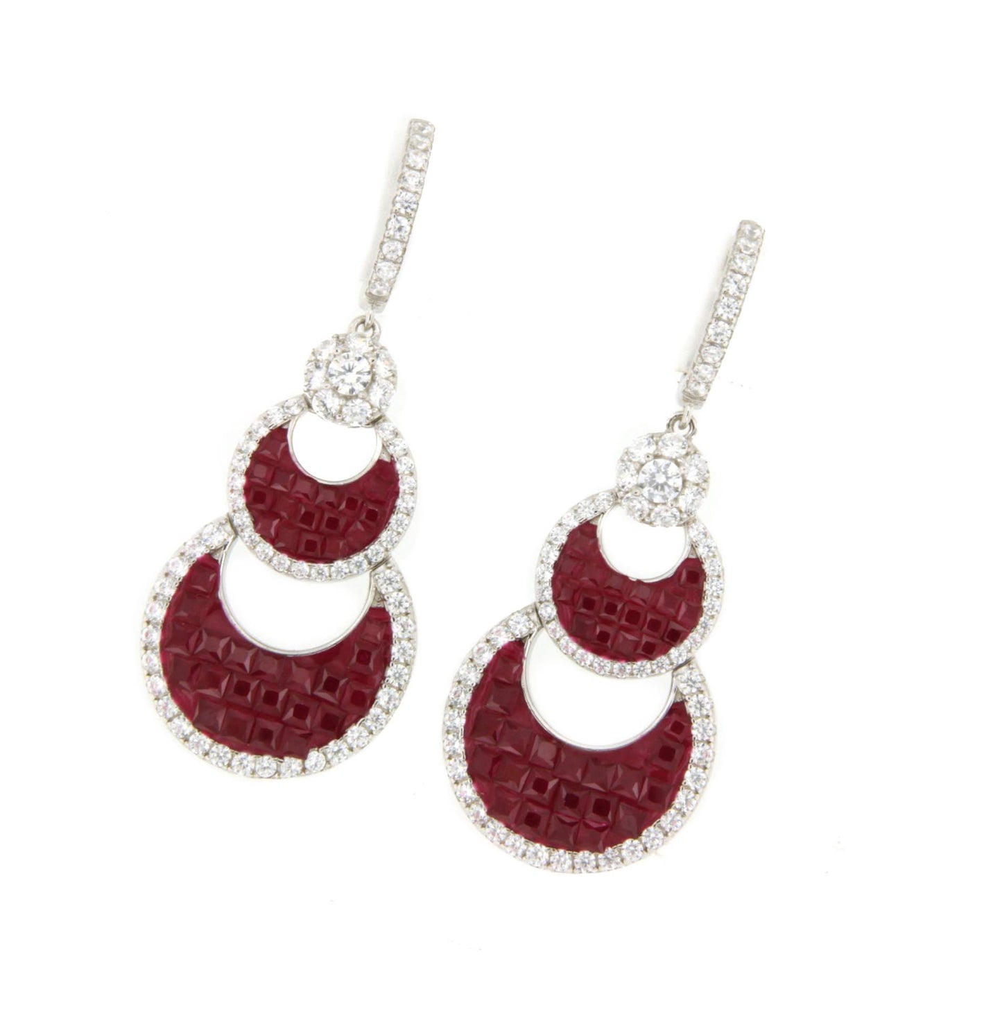 CLEOPATRA earrings, in sterling silver with invisible setting cubic zirconia