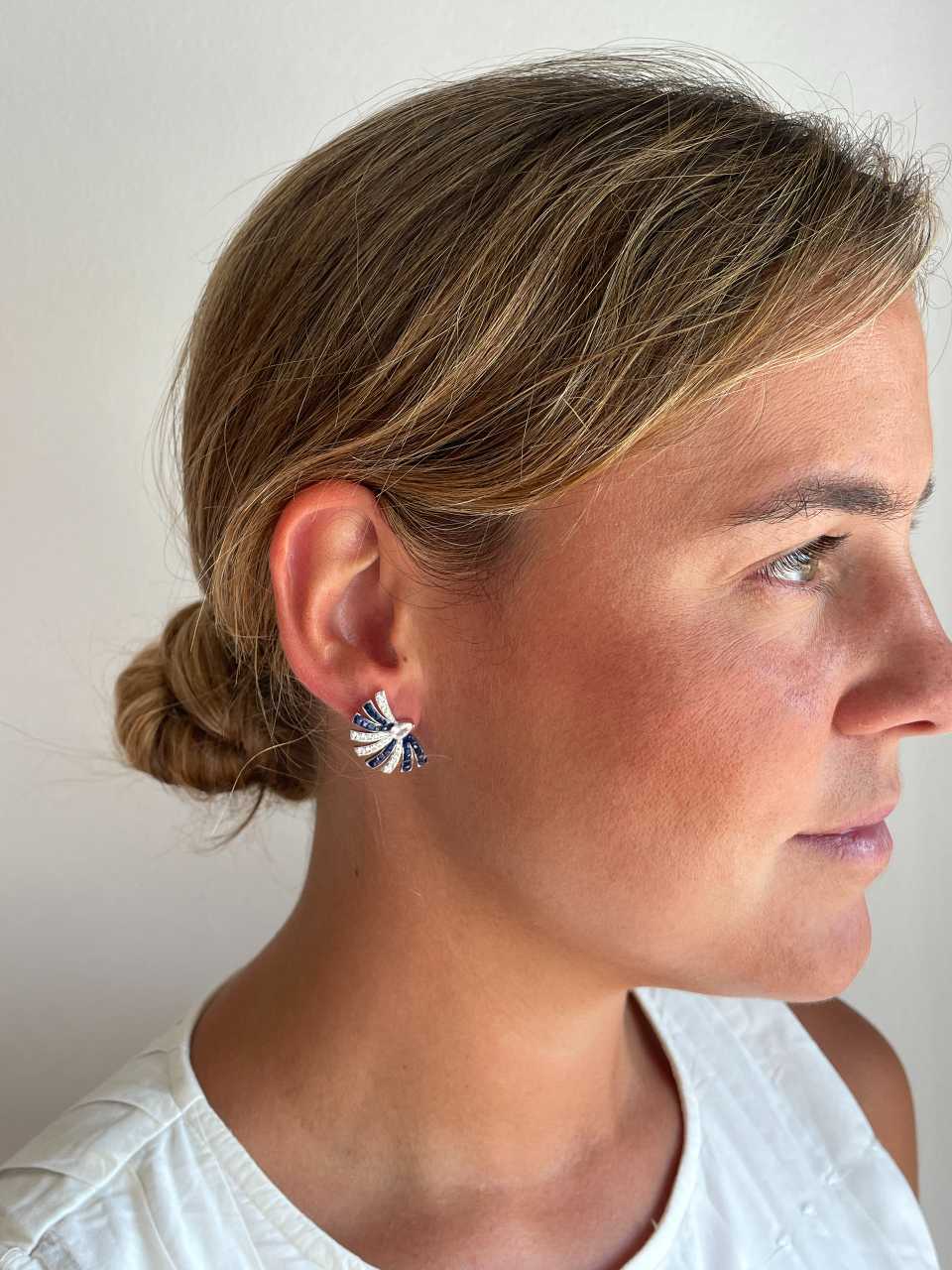 Pendientes trepadores MARILYN, en plata 1ª ley con circonitas engaste invisible