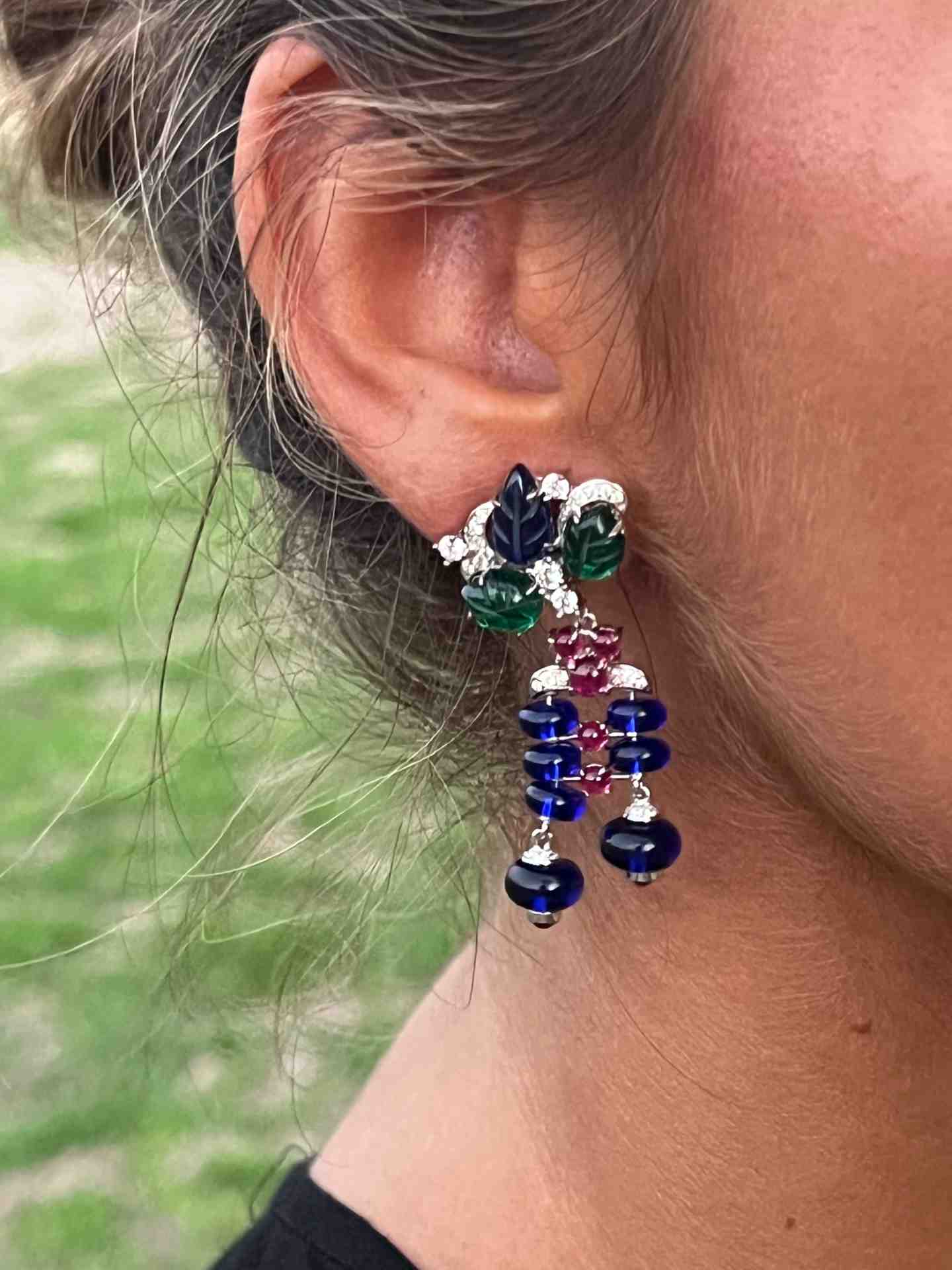 JANE earrings, in sterling silver with colored stones