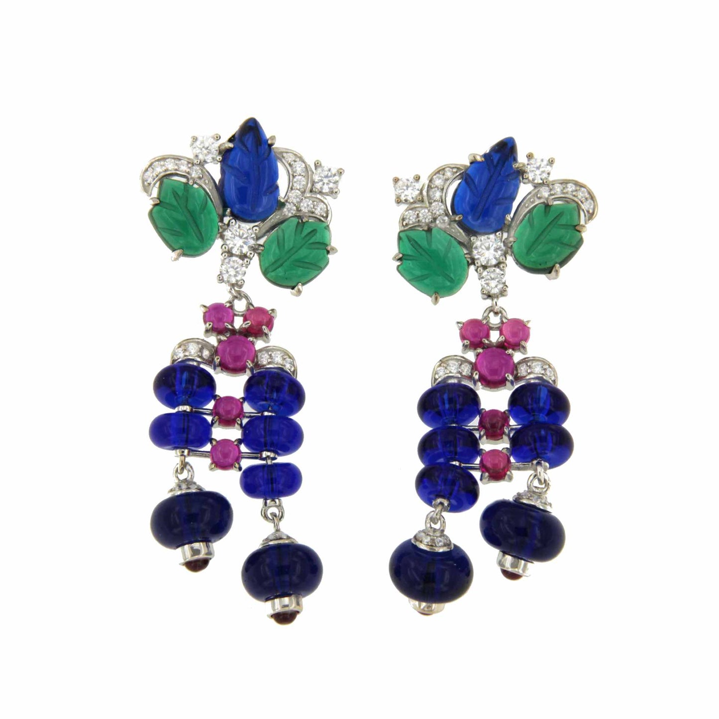 JANE earrings, in sterling silver with colored stones