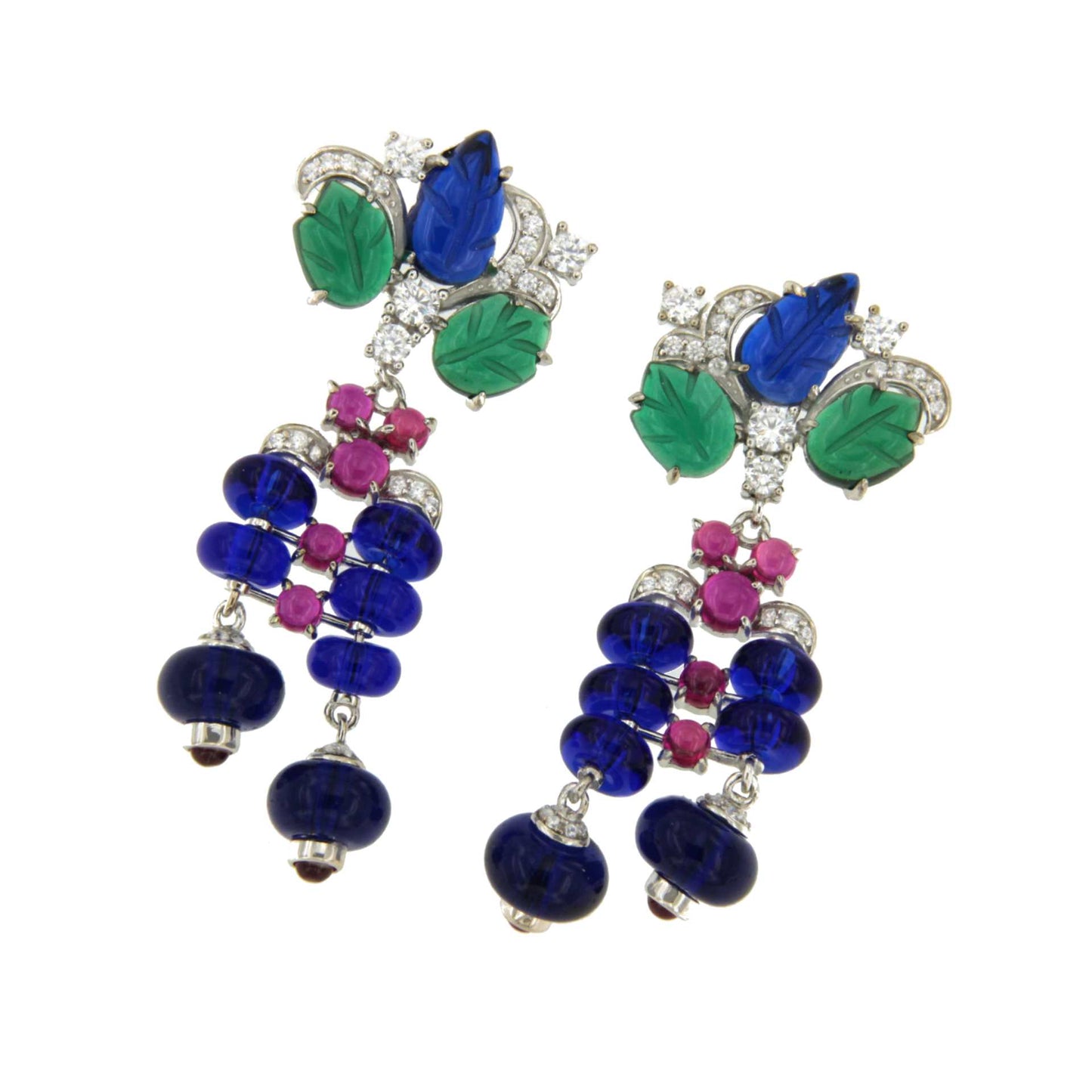 JANE earrings, in sterling silver with colored stones