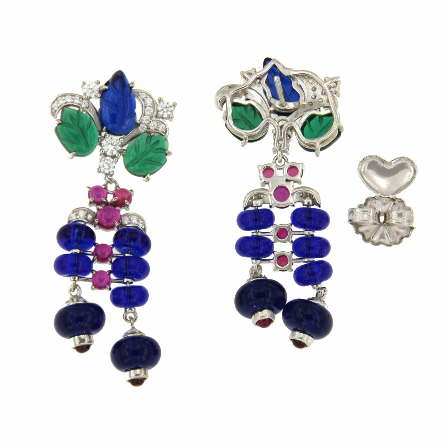 JANE earrings, in sterling silver with colored stones