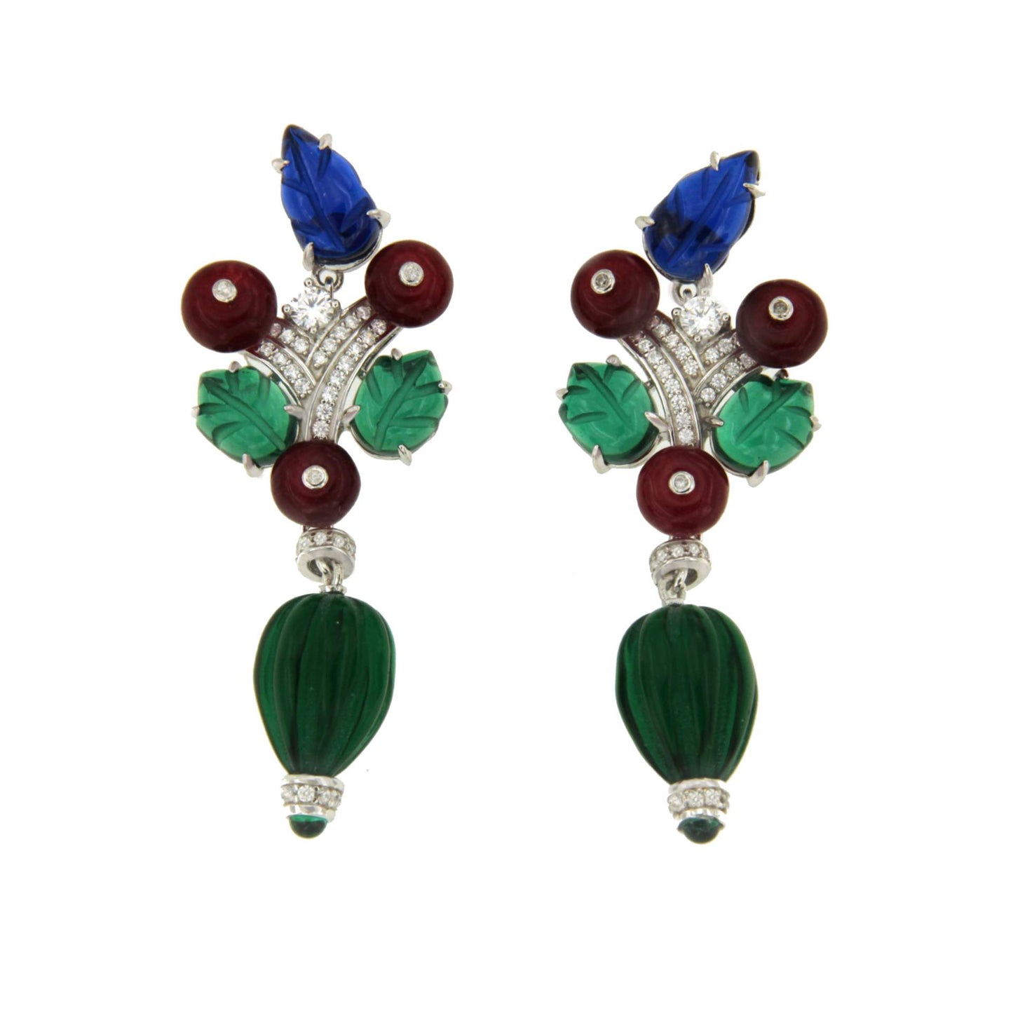 GRETA earrings, in sterling silver with tutti frutti gems