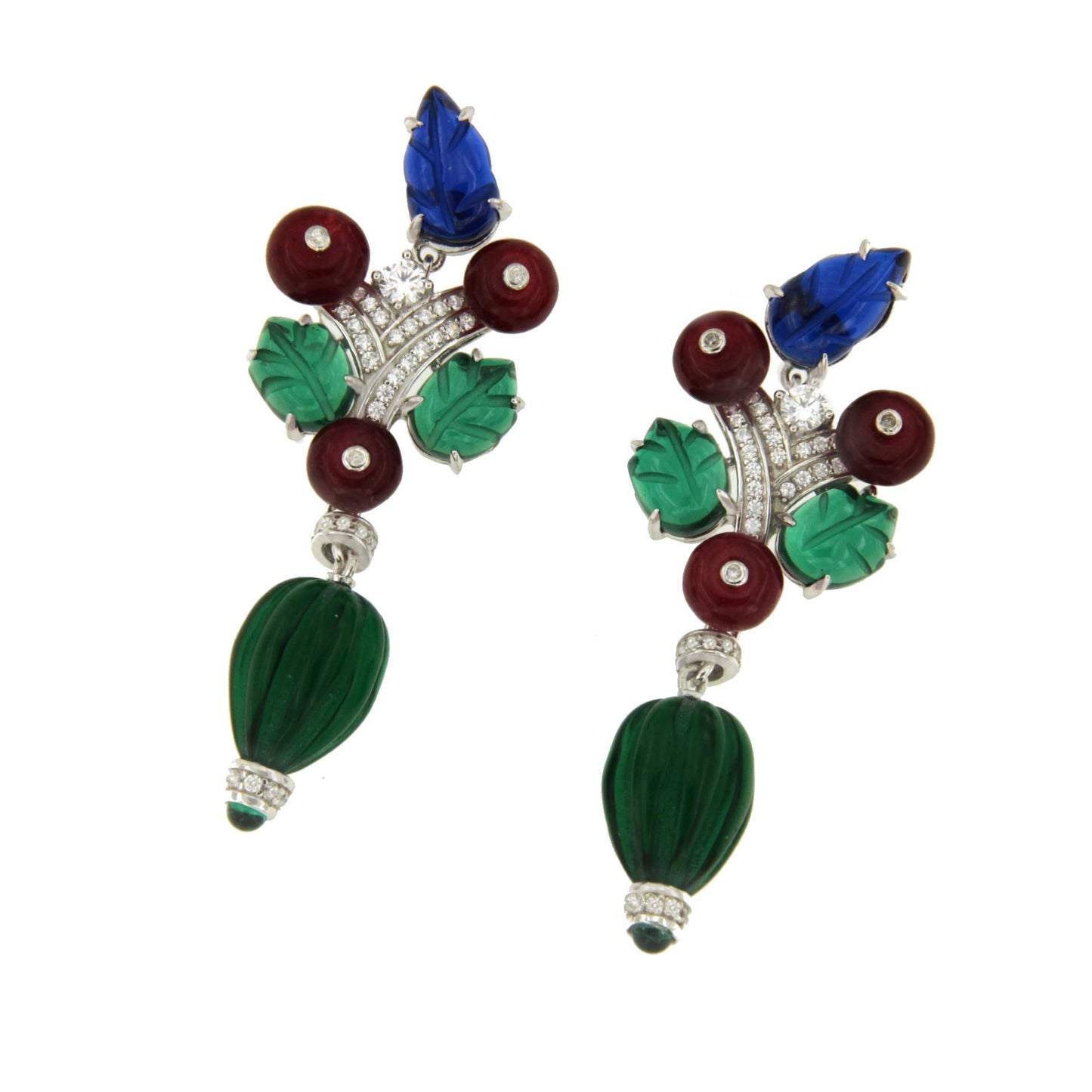 GRETA earrings, in sterling silver with tutti frutti gems